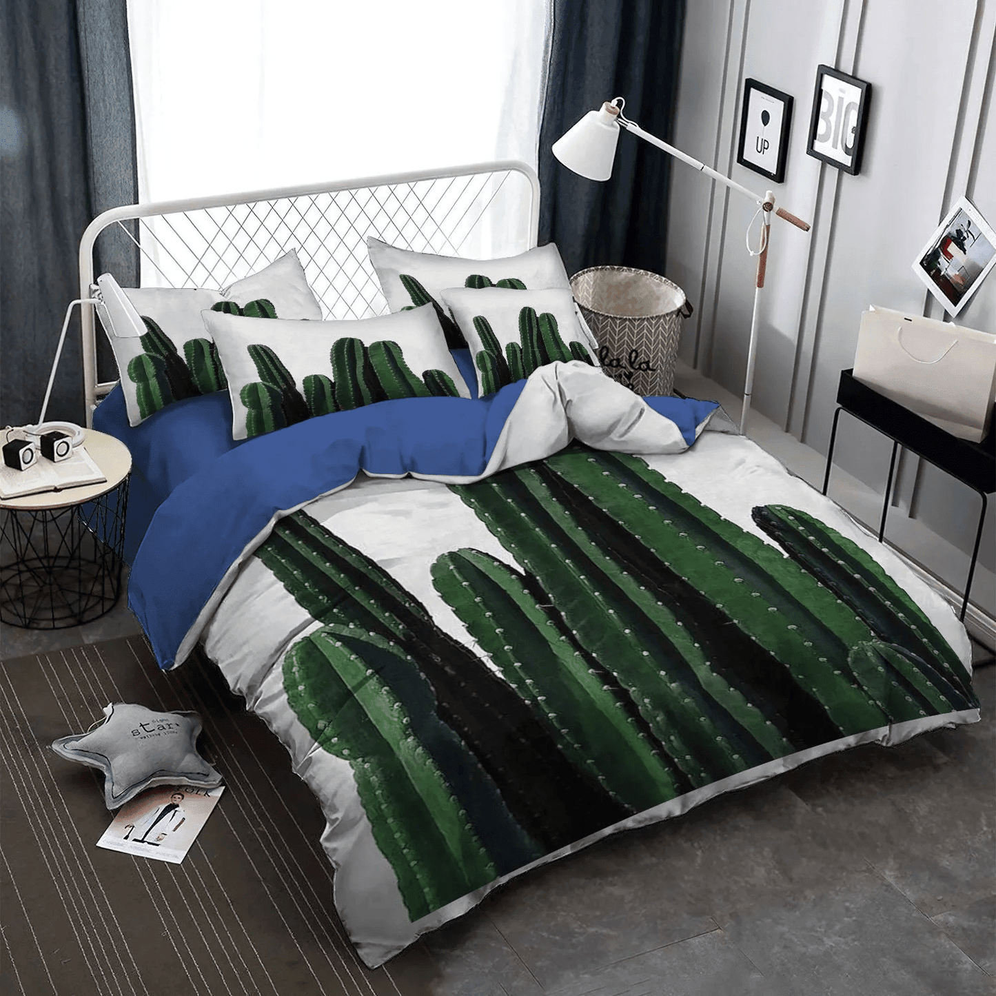 Funny Cactus King Size Bedding Set, Catcus Funny Cat Soft Duvet Cover Set, Cactus Pun Queen Size Bedding Set, Cactus Bedding Set, Gifts for Cactus