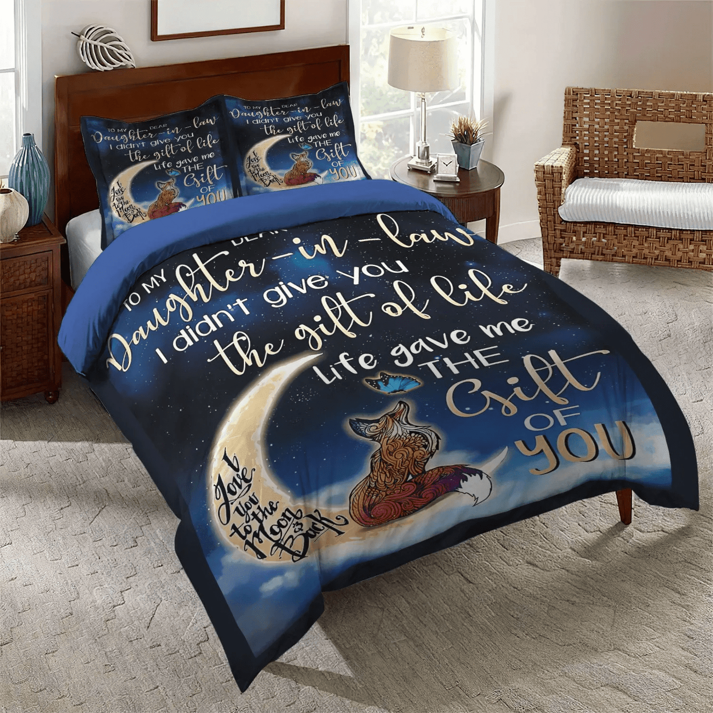 Daughters King Size Bedding Set, Daughter Soft Duvet Cover Set, Personalized Name To My Dear Daughter In Law Bedding Set, Gifts for Daughter