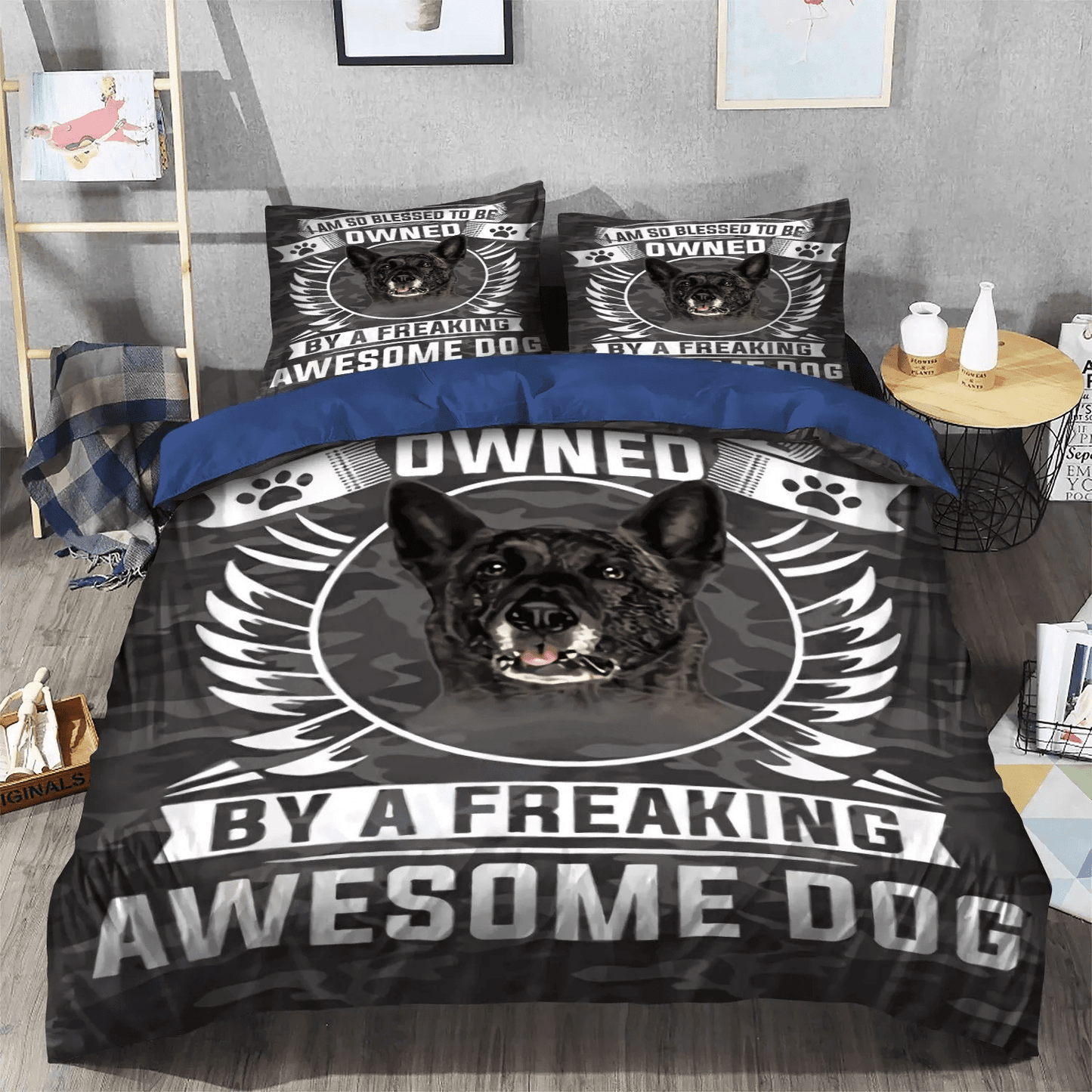 German Shepherd Soft Duvet Cover Set, Dutch Queen Size Bedding Set, Personalized Name Dutch Shepherd Dog Bedding Set, Gifts for Shepherd