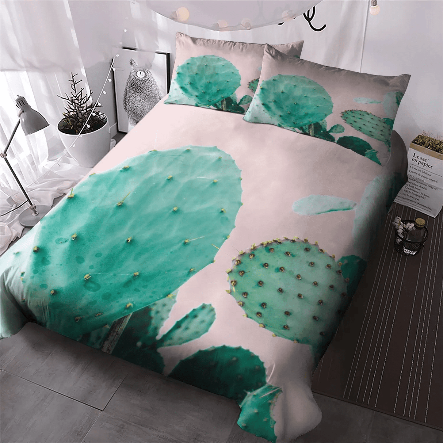 Cactus Pun King Size Bedding Set, Catcus Funny Cat Soft Duvet Cover Set, Cactus Bedding set, Cactus Bedding Set, Gifts for Cactus