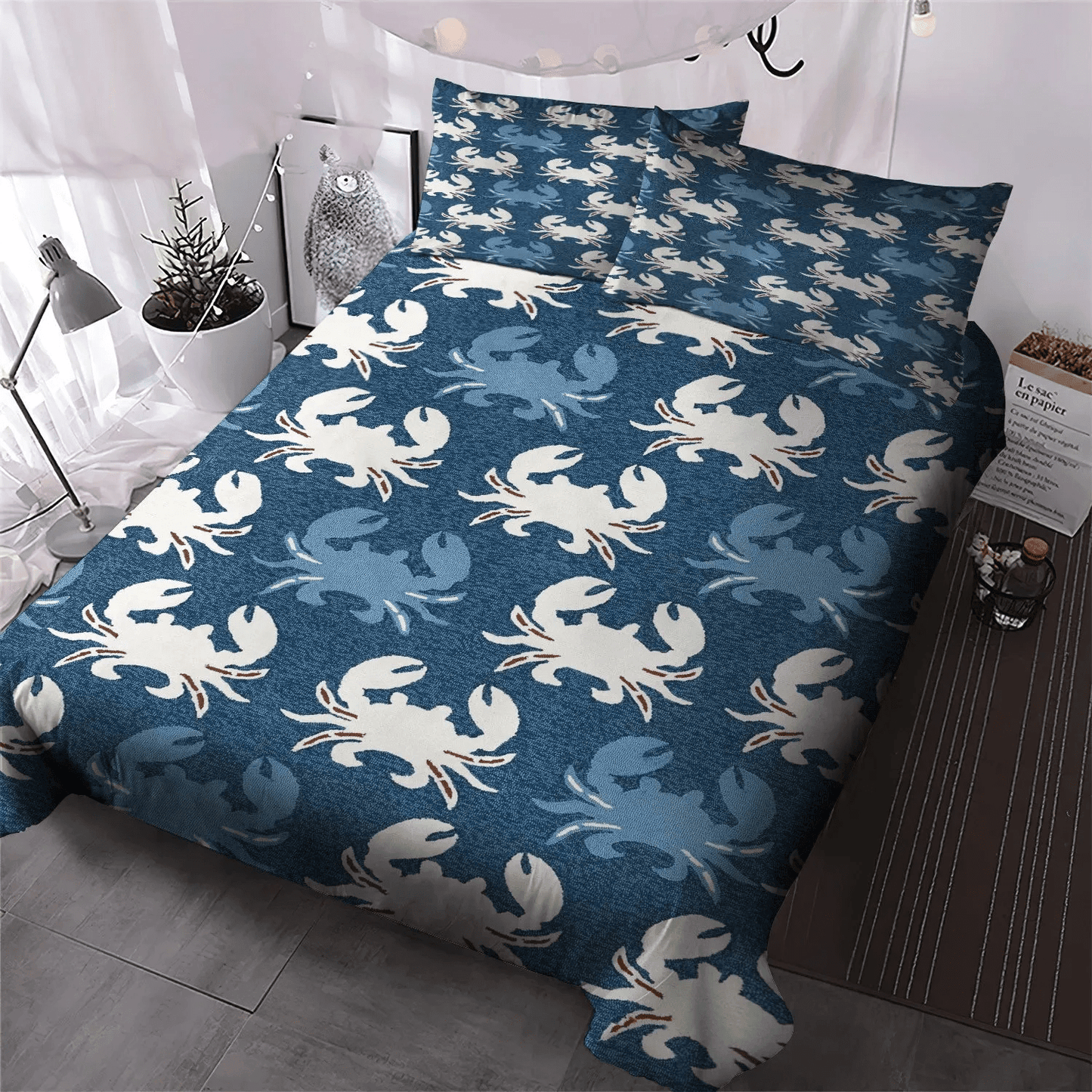 Crab Bedding set, Marvelous Crab Queen Size Bedding Set, Horseshoe Crabs Soft Duvet Cover Set, Crab Bedding Set, Gifts for Crab
