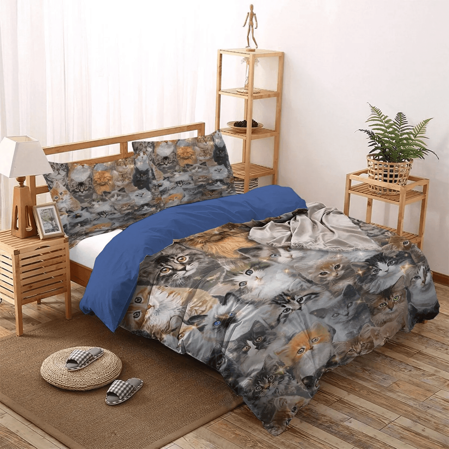 Cat Paw Soft Duvet Cover Set, Cat Tracks Bedding set, Cat Queen Size Bedding Set, D Huge Cat Bedding Set, Gifts for Cat