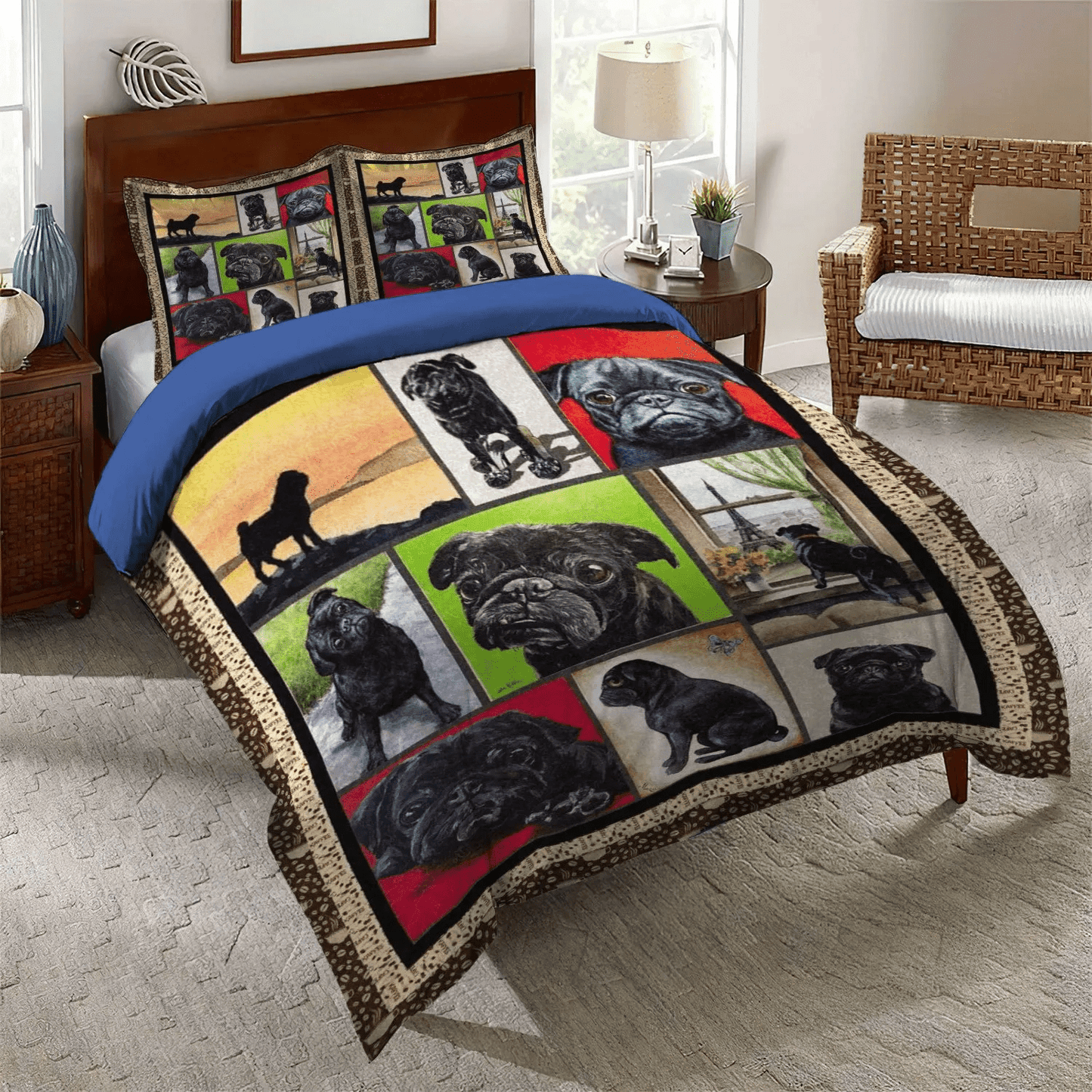 Cute Pug Bedding set, Funny Pug Dog Soft Duvet Cover Set, Pug Queen Size Bedding Set, Pug Lover King Size Bedding Set, Pug Bedding Set, Gifts for Pug