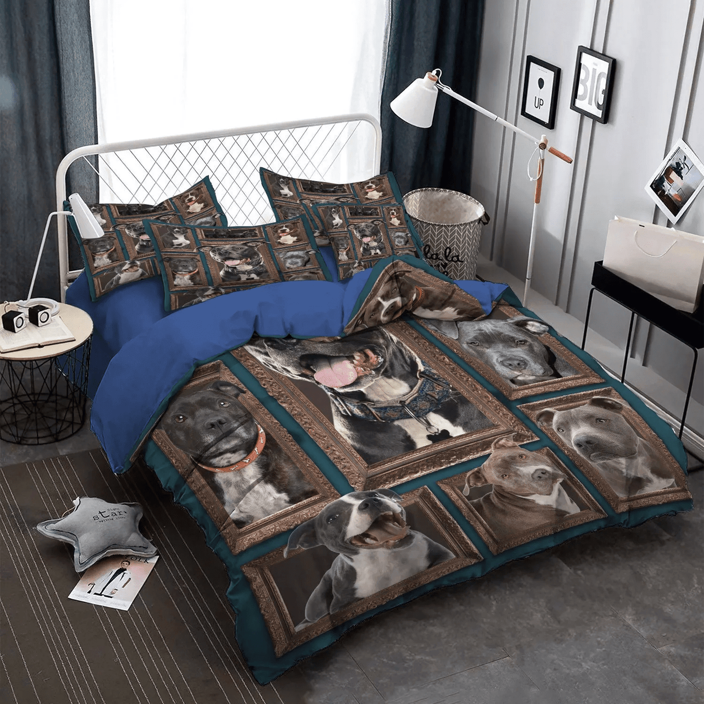Chibi Dog Chibi Dog Chibi Dog Chibi Dog Soft Duvet Cover Set, Dog Pitbull Funny Pit Bull Dog Lover Gifts Bedding Set, Gifts for Pitbull