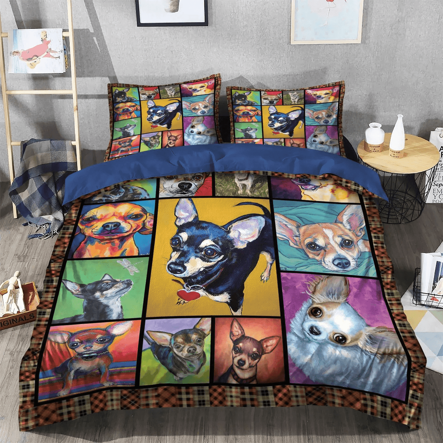 Chibi Dog Chibi Dog Chibi Dog Chibi Dog Soft Duvet Cover Set, Doggo Bedding set, Chihuahua Dog Bedding Set, Gifts for Dog