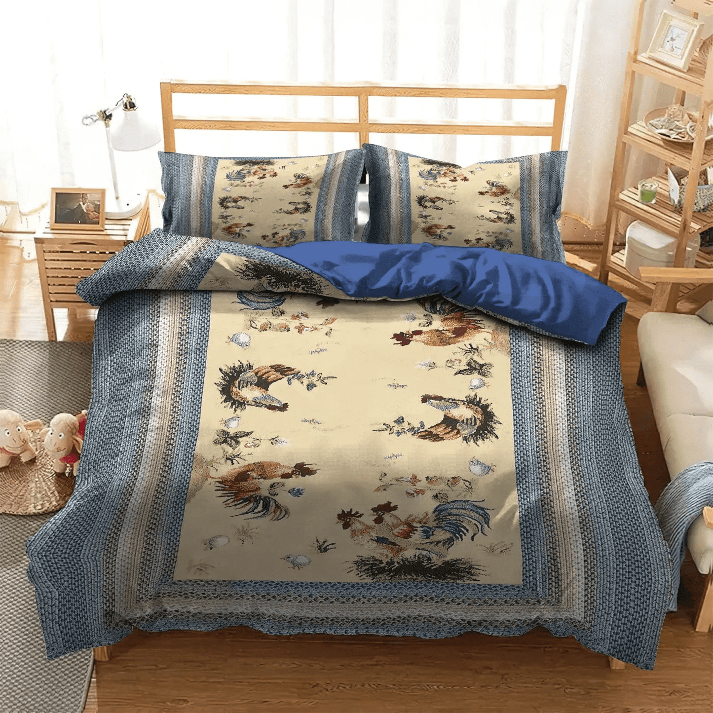 Chicken Soft Duvet Cover Set, Chicken Mom King Size Bedding Set, Chicken Farmer Bedding set, Chicken Bedding Set, Gifts for Chicken