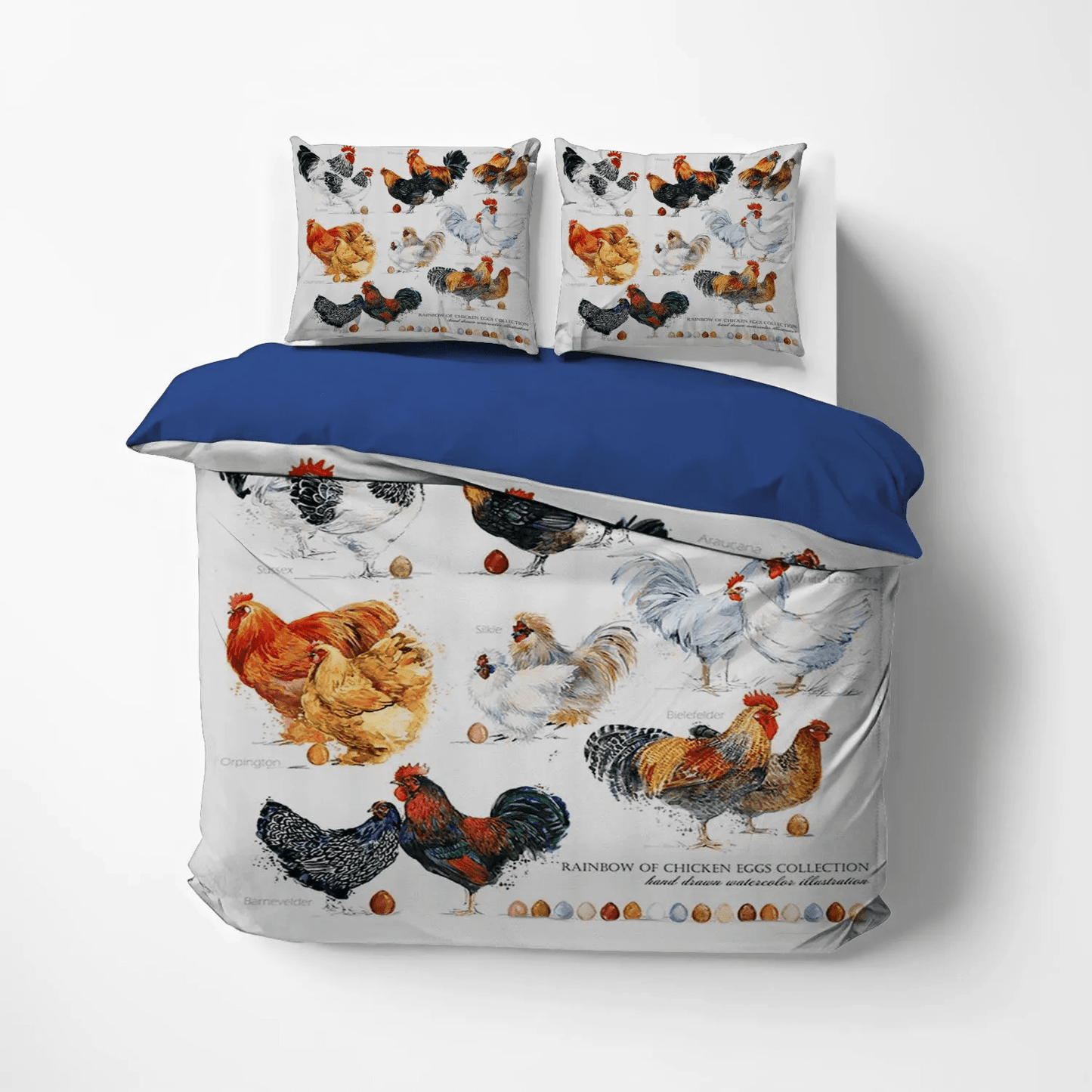 Cute Chicken King Size Bedding Set, Chicken Dandel Bedding set, Chicken Mom Soft Duvet Cover Set, Chicken Bedding Set, Gifts for Chicken