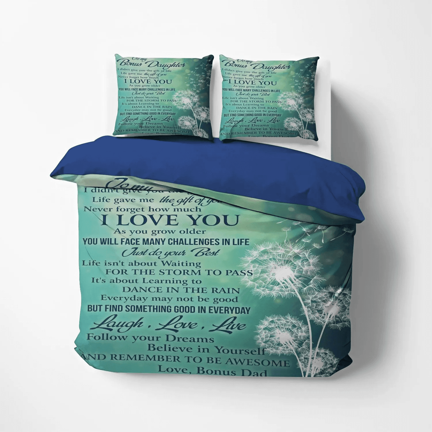 Daughter Soft Duvet Cover Set, Giraffes Make My Daughter Happy Bedding set, To My Bonus Daughter Bedding Set, Gifts for Daughter