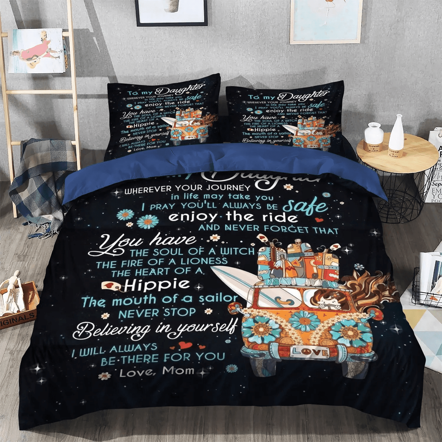Daughters Soft Duvet Cover Set, Parenting King Size Bedding Set, Daughter Queen Size Bedding Set, Hippie Daughter Bedding Set, Gifts for Daughter
