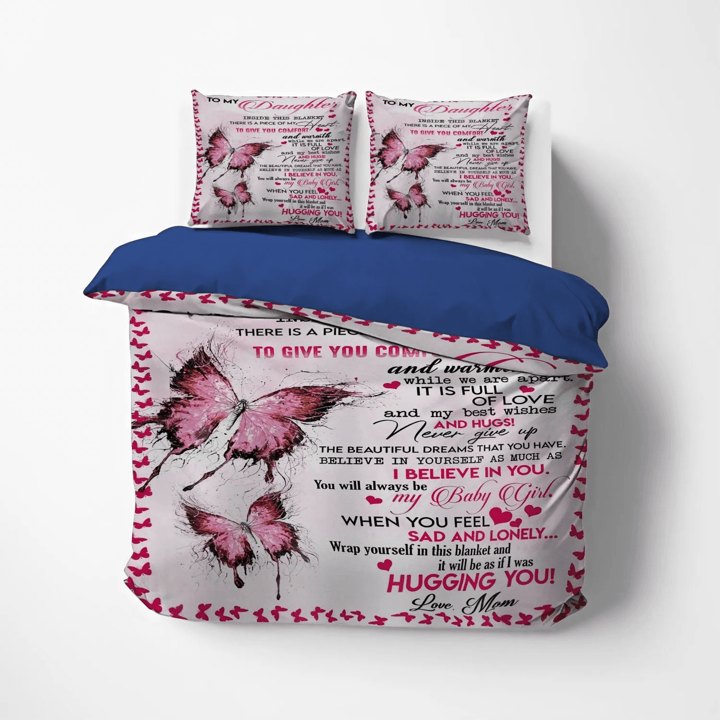 Butterfly Bedding set, Parenting Soft Duvet Cover Set, Butterfly Lover King Size Bedding Set, Butterfly To My Daughter Bedding Set, Gifts for Daughter