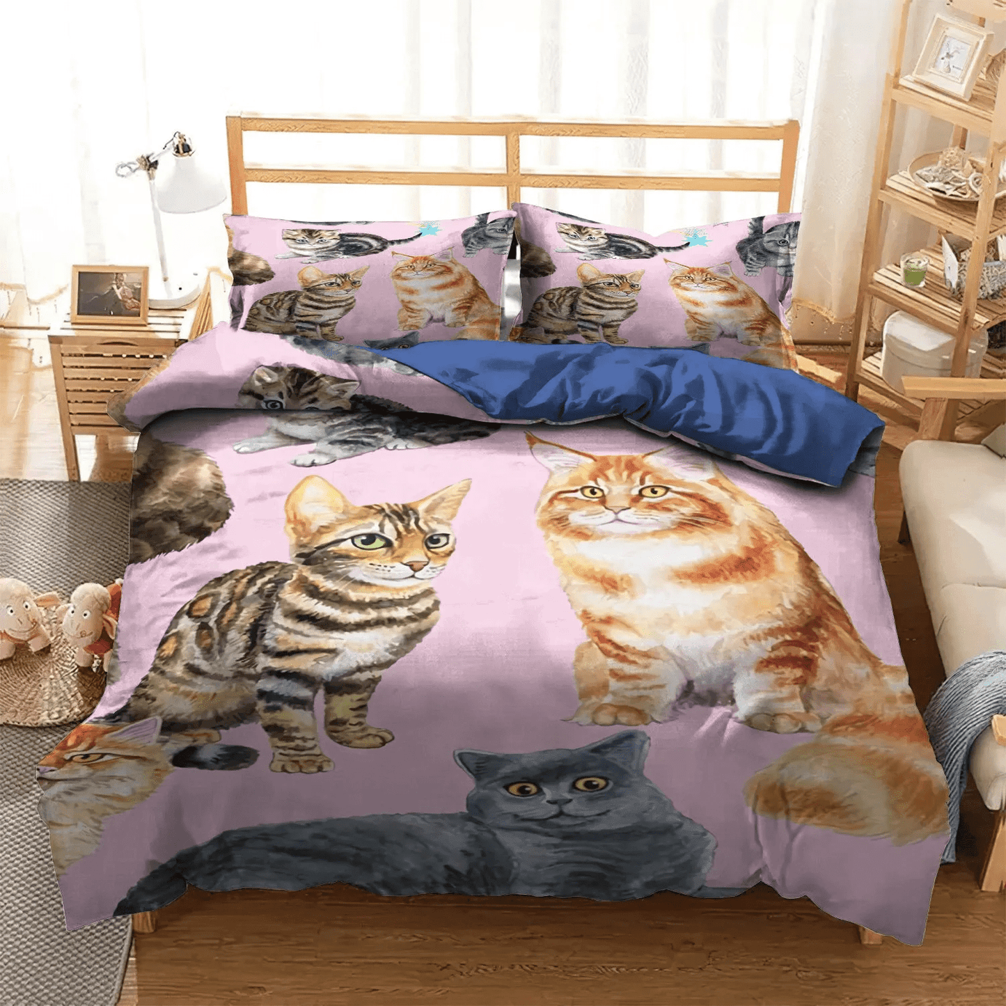 Cat Bedding set, Cat Paw Soft Duvet Cover Set, Cat Tracks King Size Bedding Set, Cats Naughty Bedding Set, Gifts for Cat