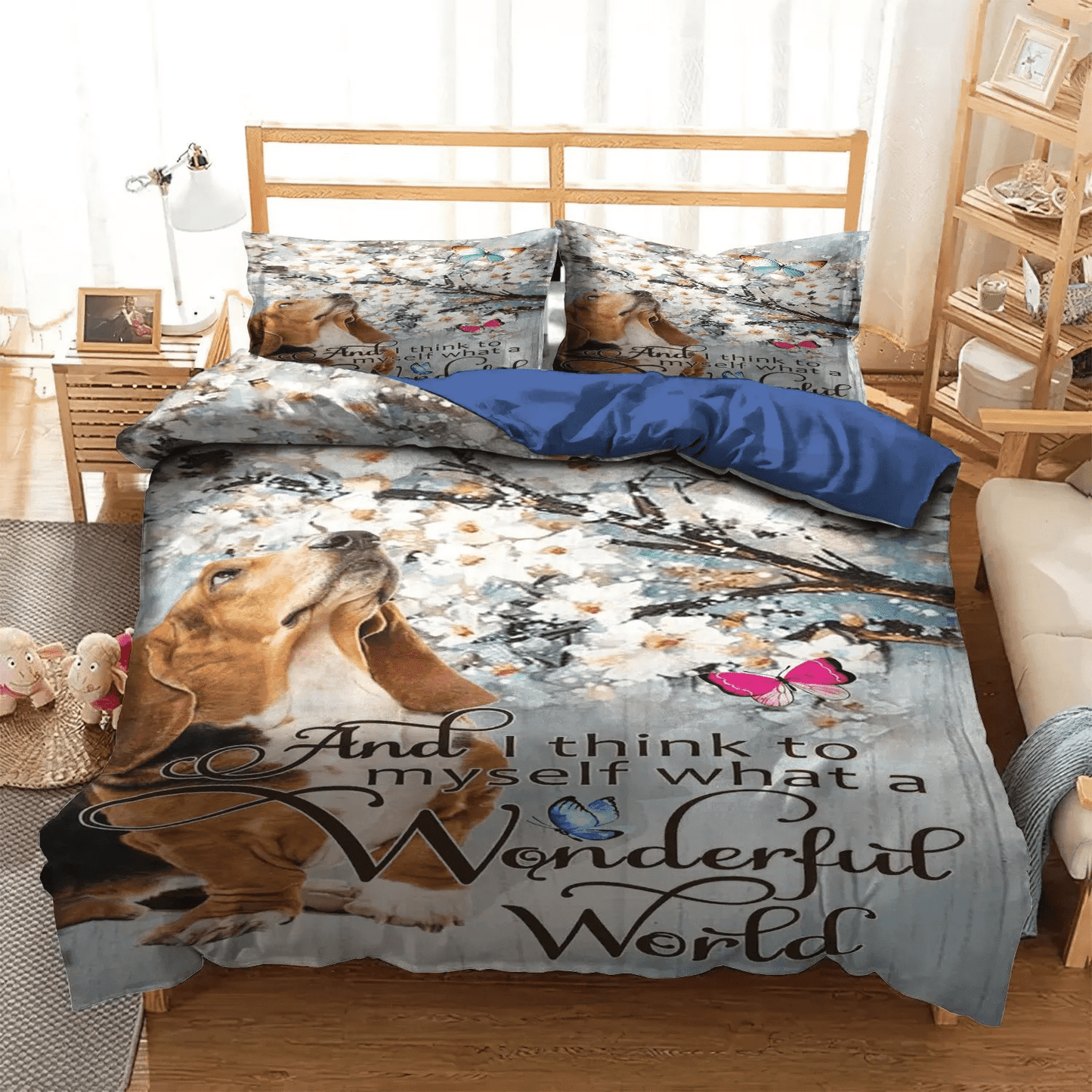 Basset Hound Lover Soft King Size Bedding Set, Dog Basset Hound White Soft Duvet Cover Set, Basset Hound Bedding Set, Gifts for Basset Hound