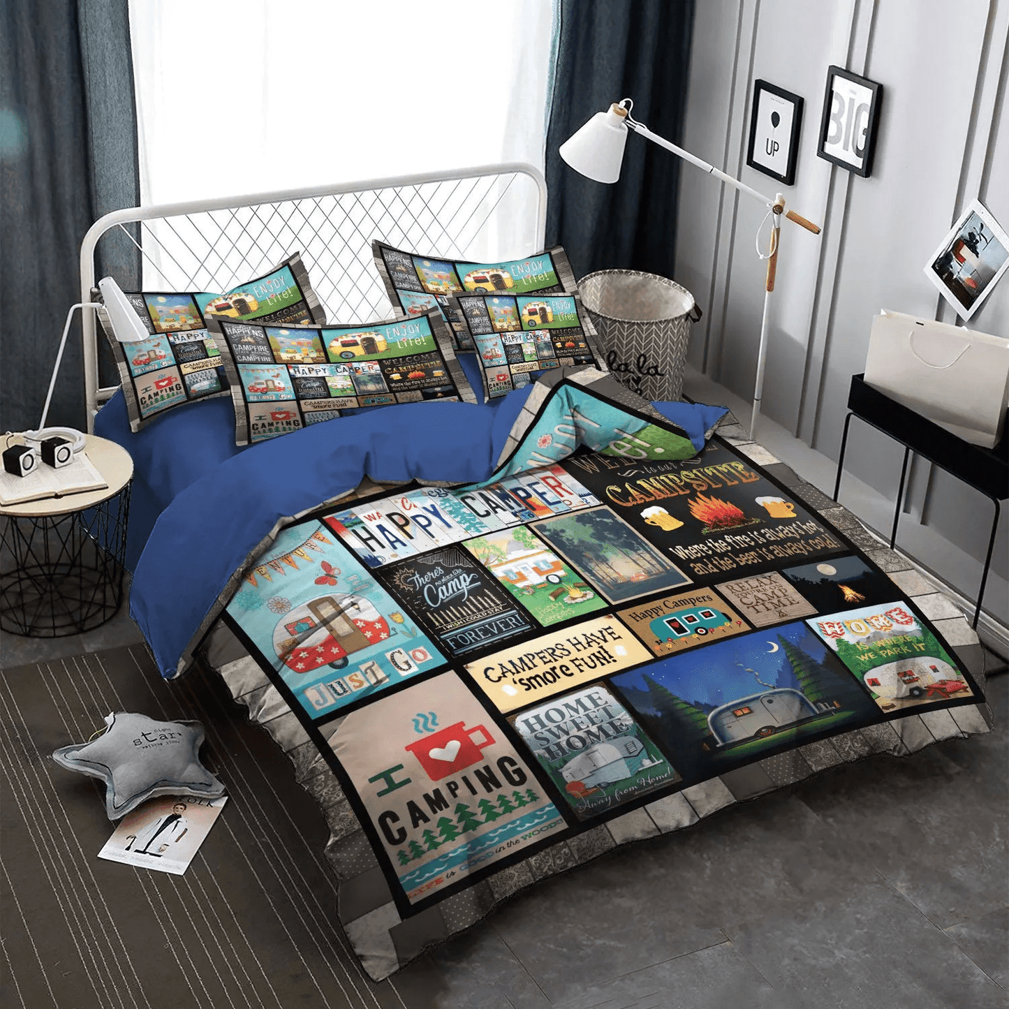 Camping Matching Bedding set, Camping King Size Bedding Set, The Sassy Camper Hologra Soft Duvet Cover Set, Camping PTS Bedding Set, Gifts for Camping