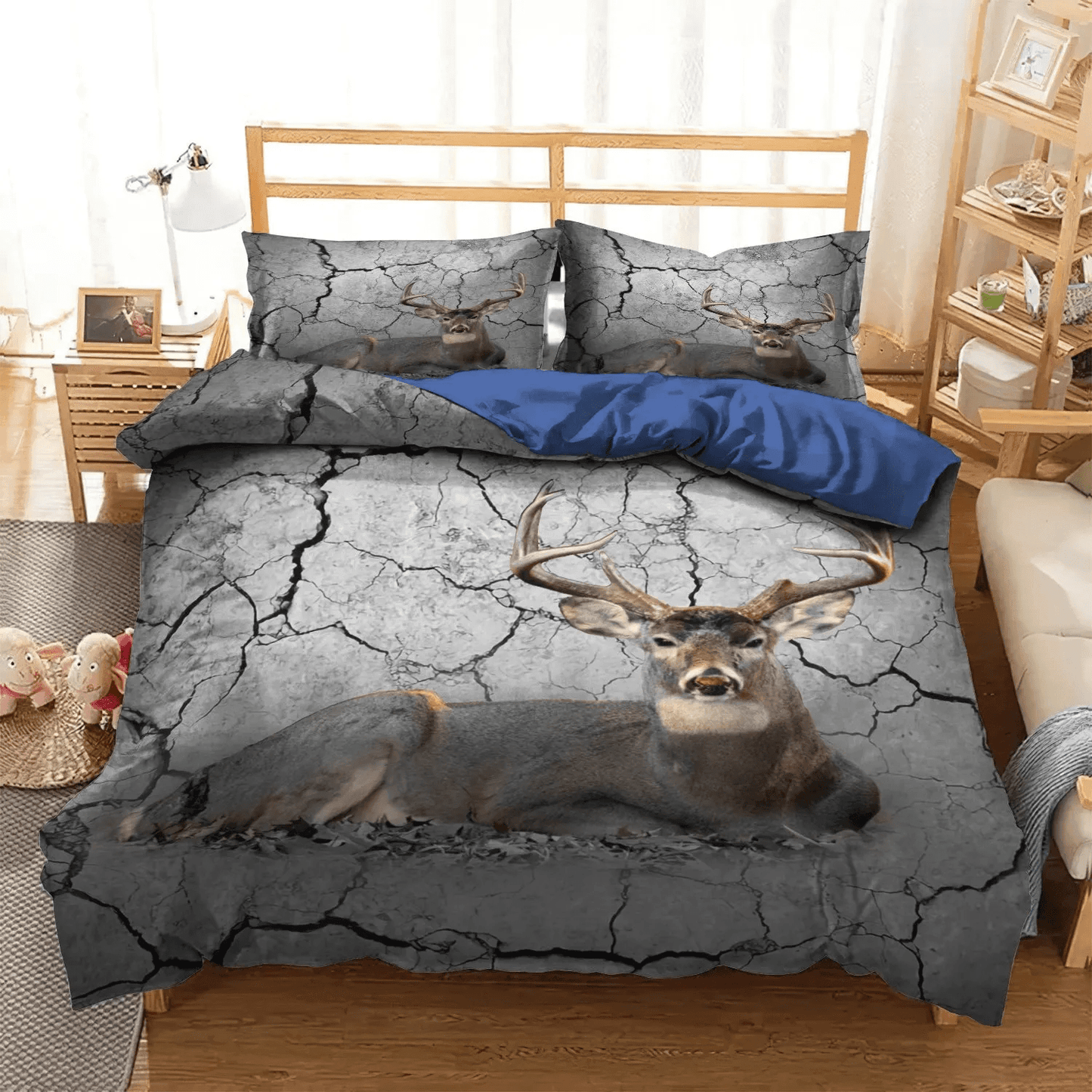 Hunting Soft Duvet Cover Set, Christmas Deer King Size Bedding Set, Deer Bedding set, Hunting Deer Mond NHM Bedding Set, Gifts for Deer