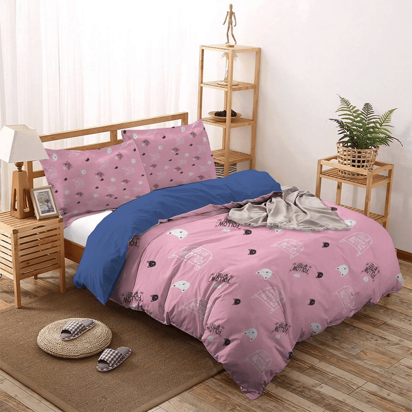 Cat Tracks Soft Duvet Cover Set, Cat Paw Queen Size Bedding Set, Cat King Size Bedding Set, Cat Meow NHM Bedding Set, Gifts for Cat