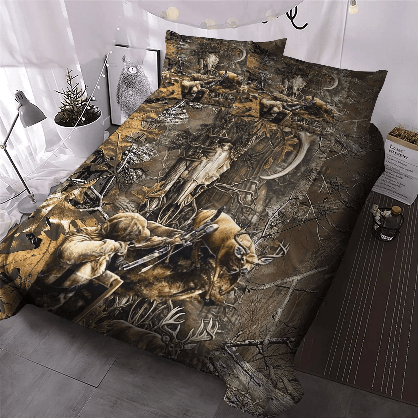 Christmas Deer Bedding set, Hunting Queen Size Bedding Set, Huntings Soft Duvet Cover Set, Deer Hunting Bedding Set, Gifts for Hunting