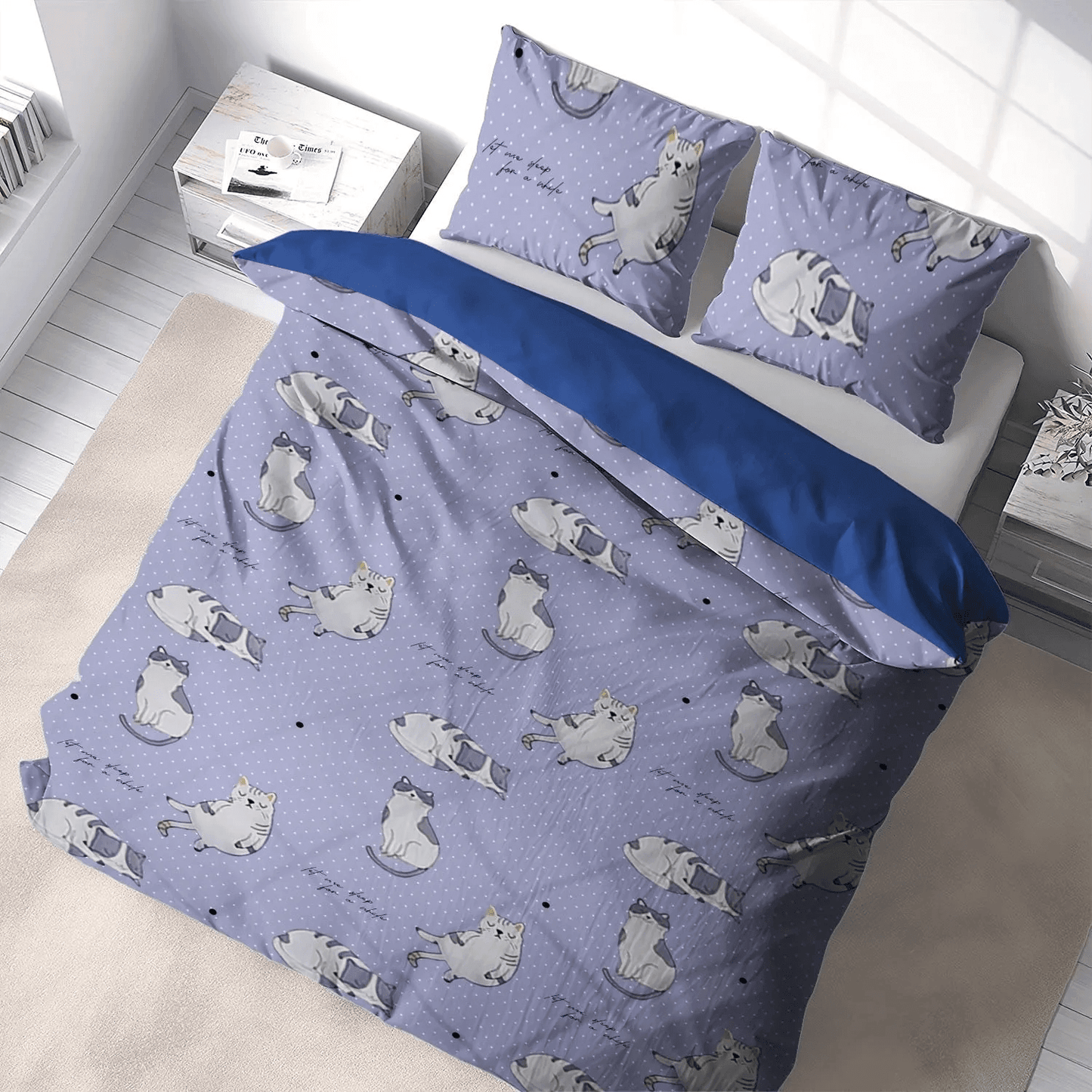 Cat Paw Bedding set, Cat Soft Duvet Cover Set, Cat Tracks King Size Bedding Set, Lucky Cat NHM Bedding Set, Gifts for Cat