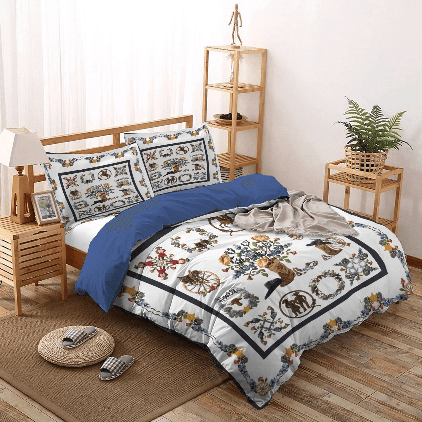 Cowboy Love Queen Size Bedding Set, Horse Lover Bedding set, Cowboy Soft Duvet Cover Set, Cowboy Bedding Set, Gifts for Cowboy