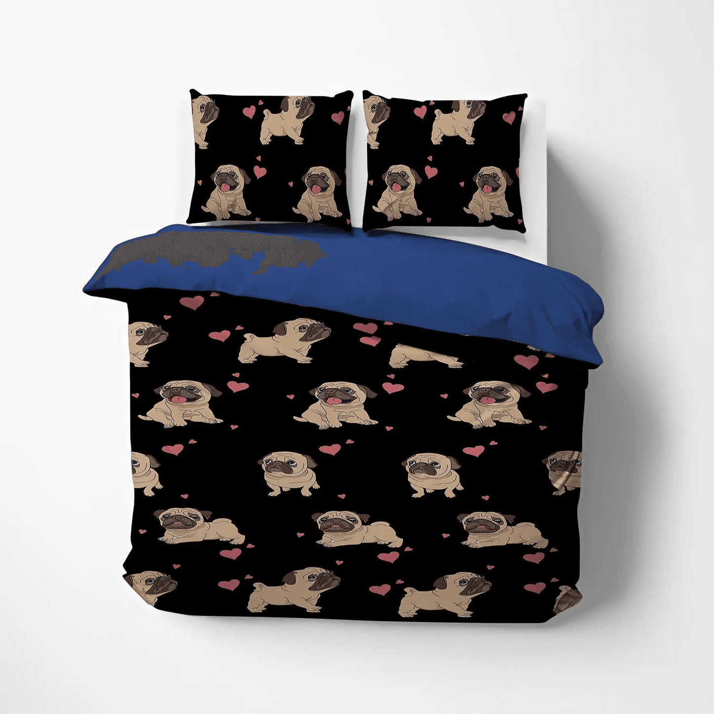 Funny Pug Dog Soft Duvet Cover Set, Pug Lover King Size Bedding Set, Cute Pug Queen Size Bedding Set, Pug TQV ZC TT DNT Bedding Set, Gifts for Pug