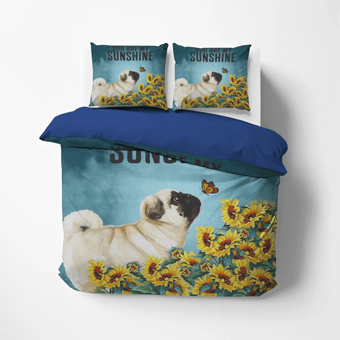 Funny Pug Dog Bedding set, Cute Pug Soft Duvet Cover Set, Pug Lover King Size Bedding Set, Cute Pug Bed Sheets, Gifts for Pug