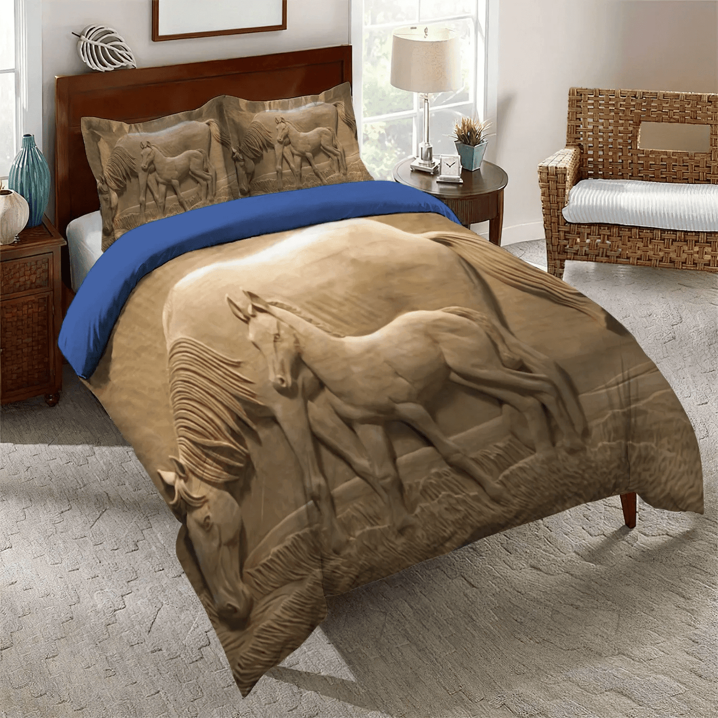 Galloping Horse Bedding set, Horse Queen Size Bedding Set, Horse In Motion Soft Duvet Cover Set, Horse Bedding Set, Gifts for Horse
