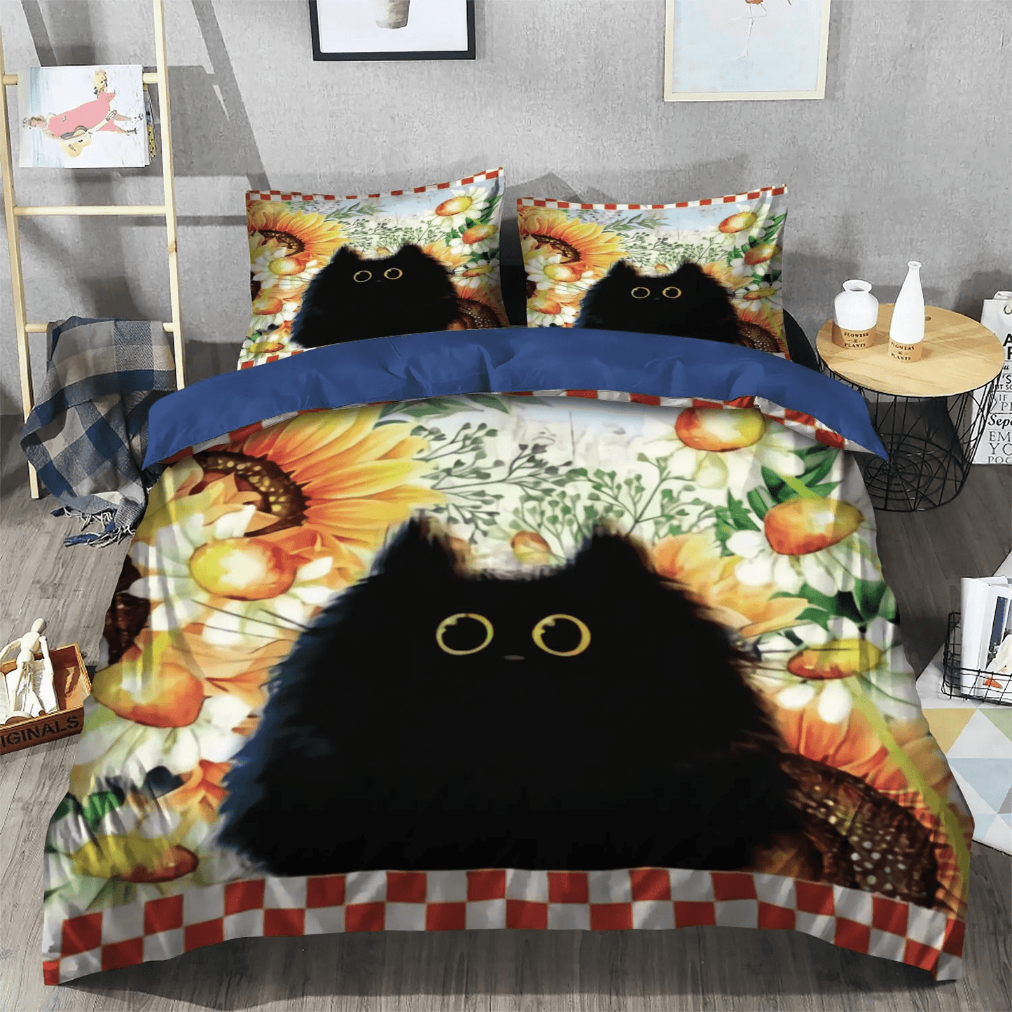 Black Cat Soft Duvet Cover Set, Black Cat Nsn Transparent Bedding set, Black Cat NTNA Bedding Set, Gifts for Black Cat