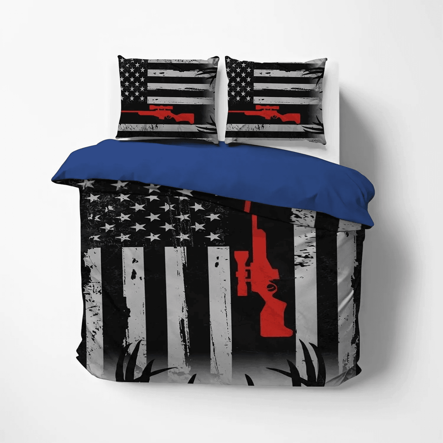 Dear Deer Stag Head Soft Duvet Cover Set, Deer Lover Bedding set, Deer Hunting American Flag DNT Bedding Set, Gifts for Deer