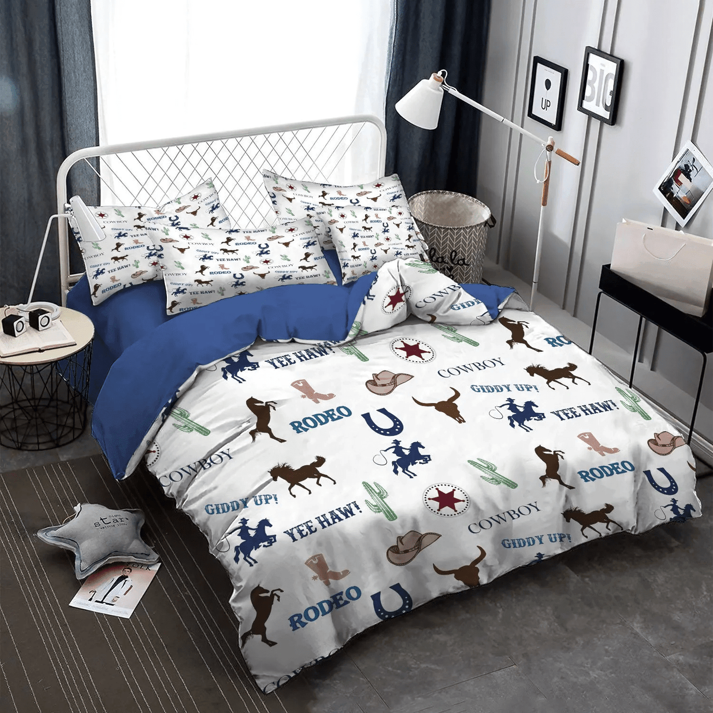 Cowboy Love Queen Size Bedding Set, Cowboy Bedding set, Horse Lover Soft Duvet Cover Set, Little Cowboy Bedding Set, Gifts for Cowboy