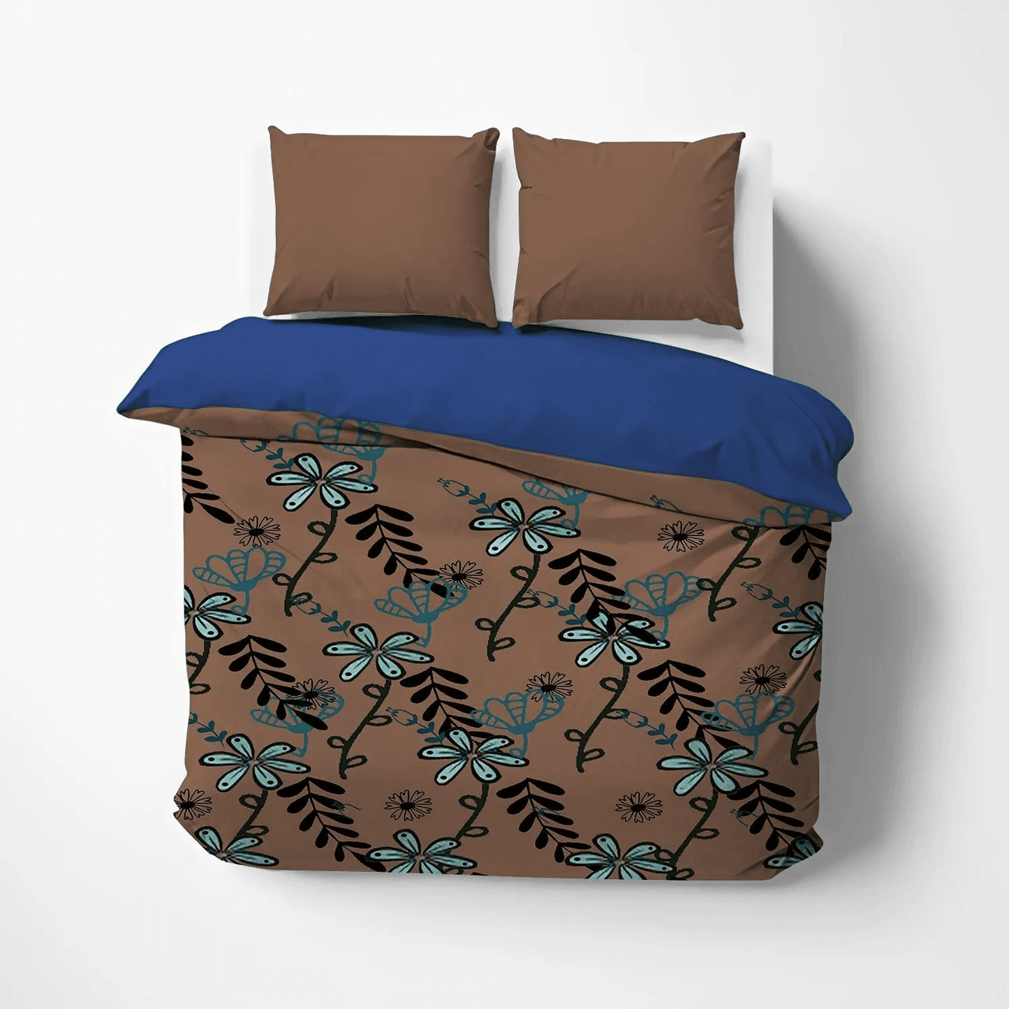 Brown Soft Duvet Cover Set, Brown University Bedding set, Dark Brown Dog King Size Bedding Set, Brown Turquoise NHM Bedding Set, Gifts for Brown