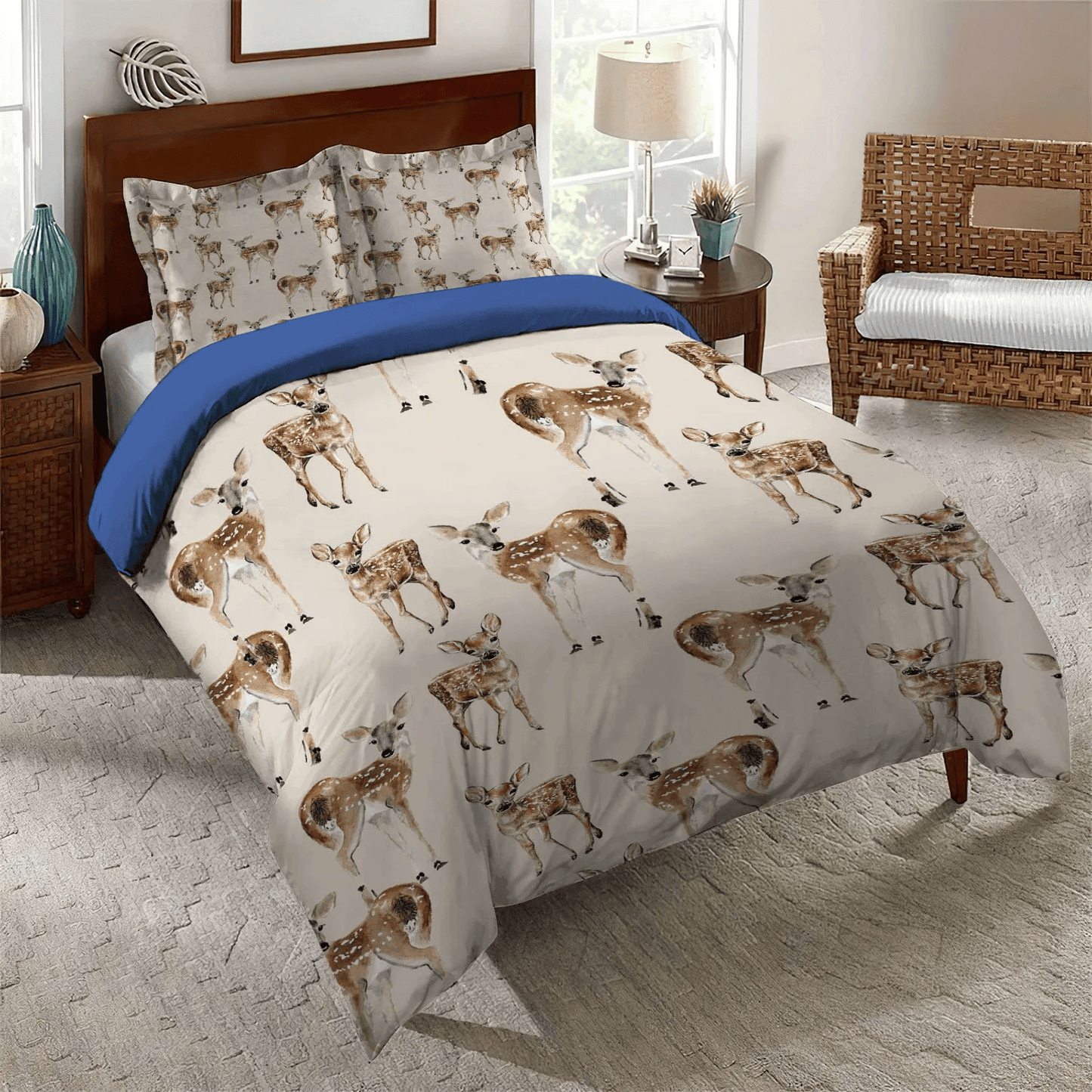 Personalized 3-piece Duvet Cover Bedding Set Huntings Queen Size Bedding Set, Christmas Deer King Size Bedding Set, Deer Hunting Bedding Set, Gifts for Deer