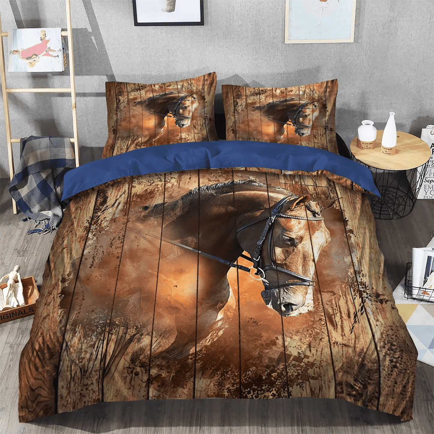Abstract Horse Soft Duvet Cover Set, Horse King Size Bedding Set, Horse In Motion Bedding set, Horse GHF Bedding Set, Gifts for Horse