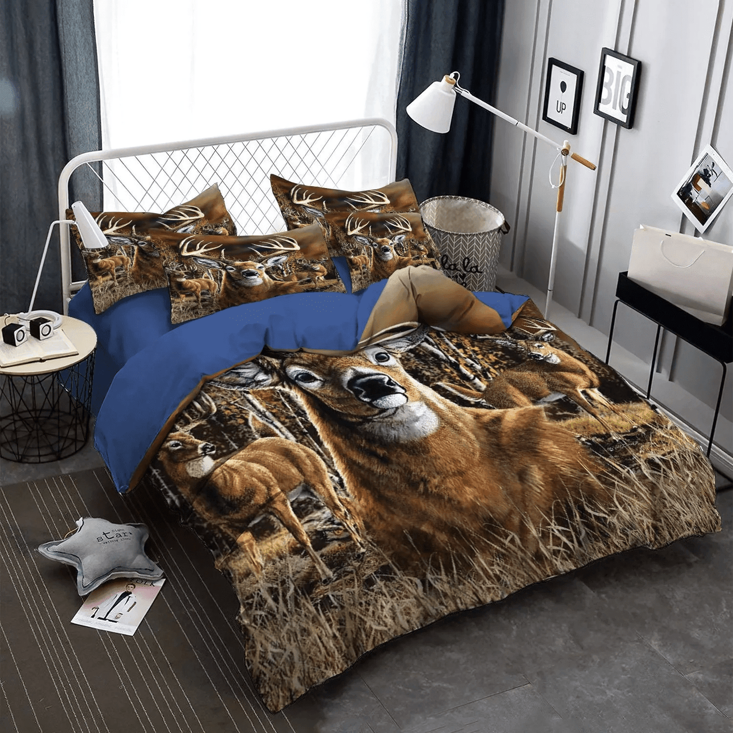 Personalized 3-piece Duvet Cover Bedding Set Funny Hunting Queen Size Bedding Set, Christmas Deer King Size Bedding Set, Deer Hunting HCD Bedding Set, Gifts for Deer