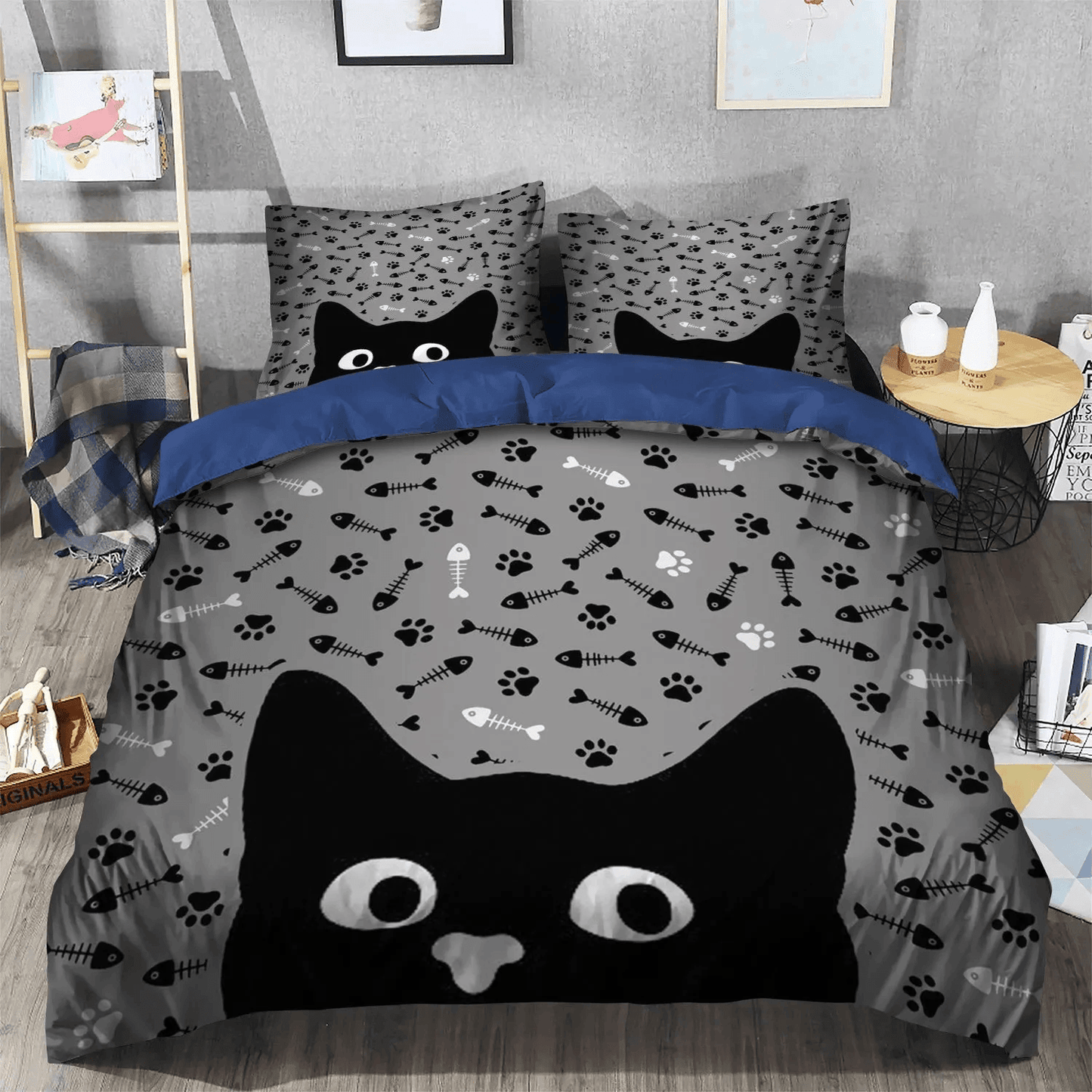 Cat Paw Bedding set, Cat King Size Bedding Set, Cat Paws Queen Size Bedding Set, Cat Paw Soft Duvet Cover Set, Gifts for Cat