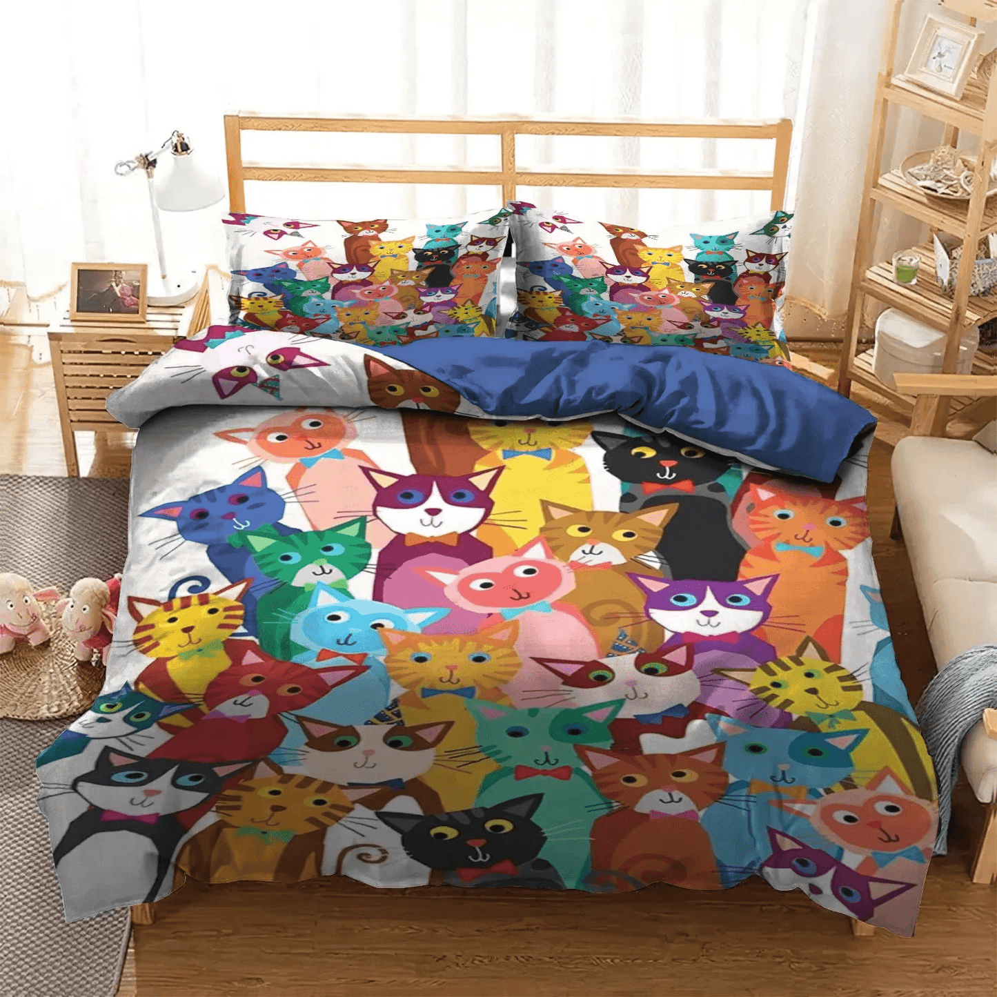 Cat Tracks Queen Size Bedding Set, Cat Paw Soft Duvet Cover Set, Cat King Size Bedding Set, Cat DNT Bedding Set, Gifts for Cat