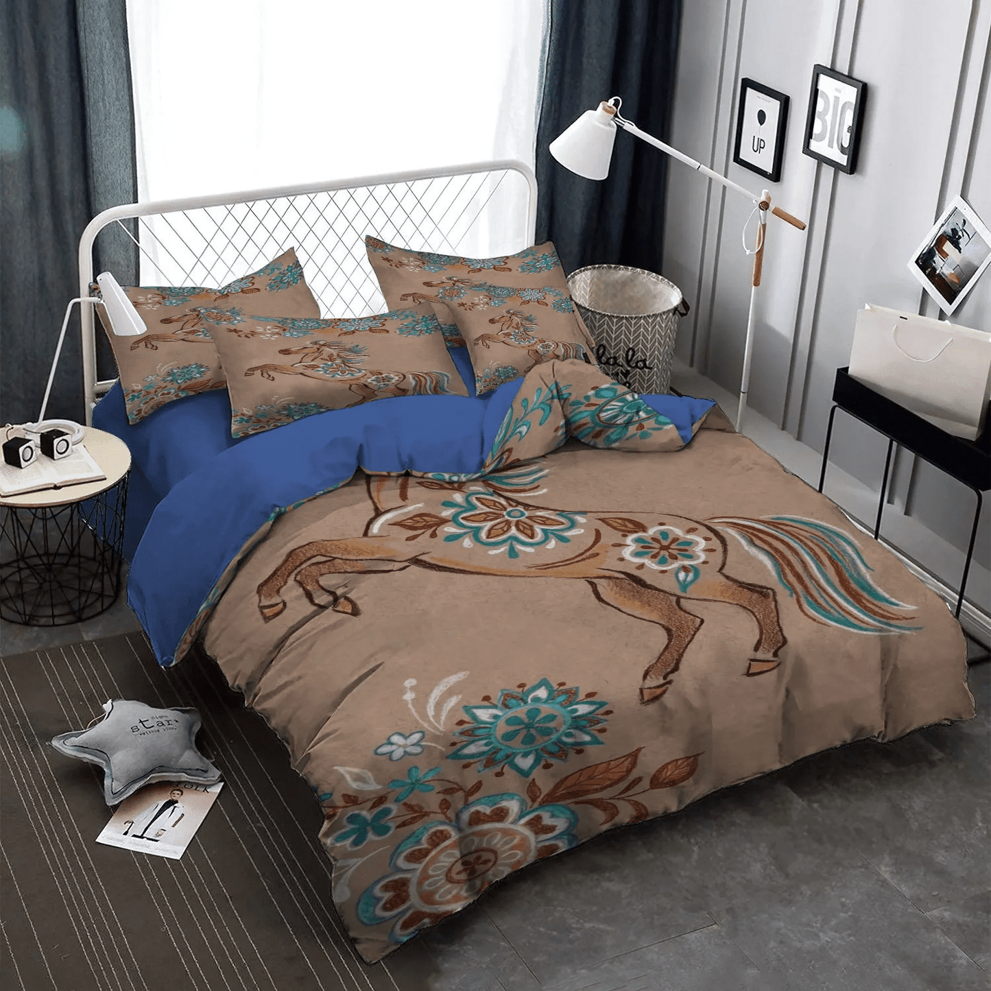 Galloping Horse Soft Duvet Cover Set, Abstract Horse Queen Size Bedding Set, Horse King Size Bedding Set, Horse Bedding Set, Gifts for Horse