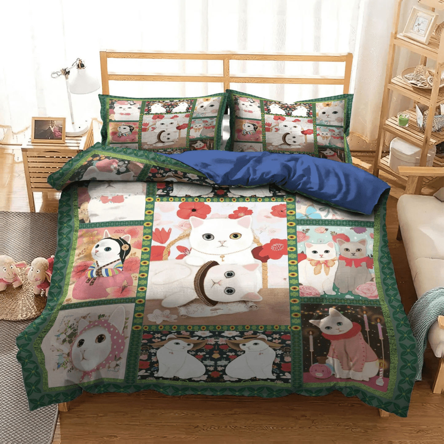 Cat Tracks Bedding set, Cat Paw King Size Bedding Set, Cat Soft Duvet Cover Set, Cat Cat Bedding Set, Gifts for Cat