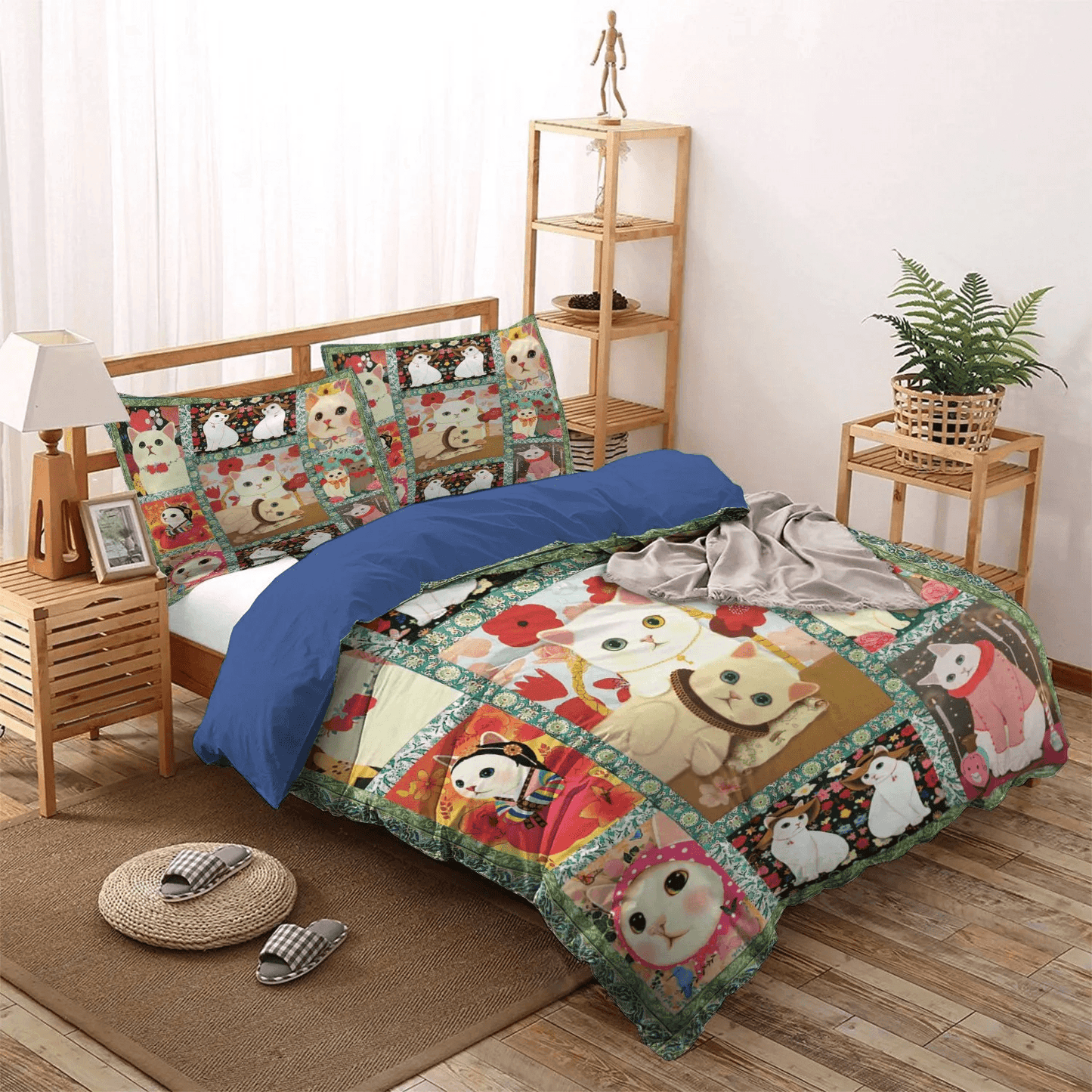 Cat Tracks Soft Duvet Cover Set, Cat Bedding set, Cat Paw King Size Bedding Set, Cat Bedding Set, Gifts for Cat