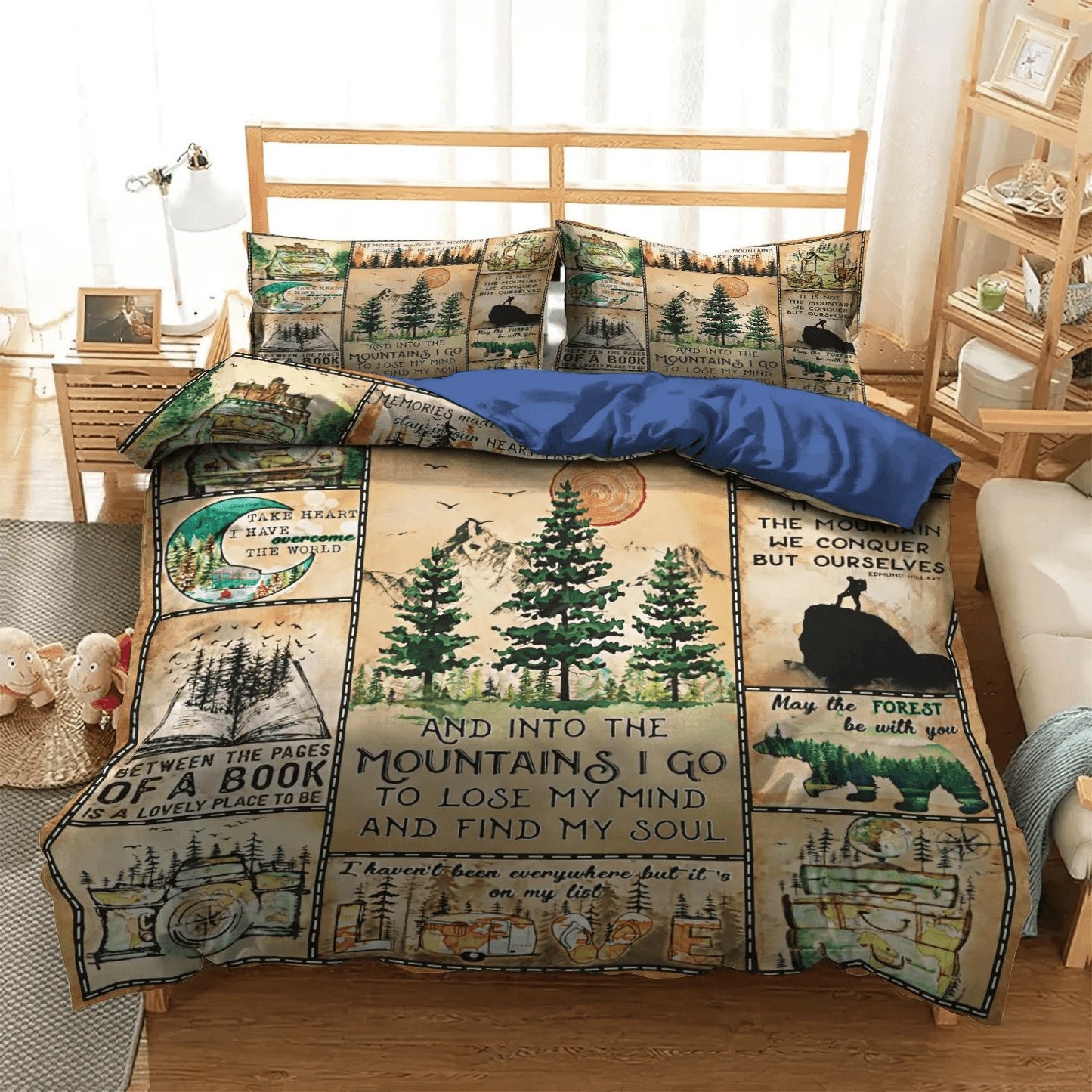Funny Camping Soft Duvet Cover Set, Hiking Bedding set, Hiking Club King Size Bedding Set, Mountain Hiking Bedding Set, Gifts for Hiking