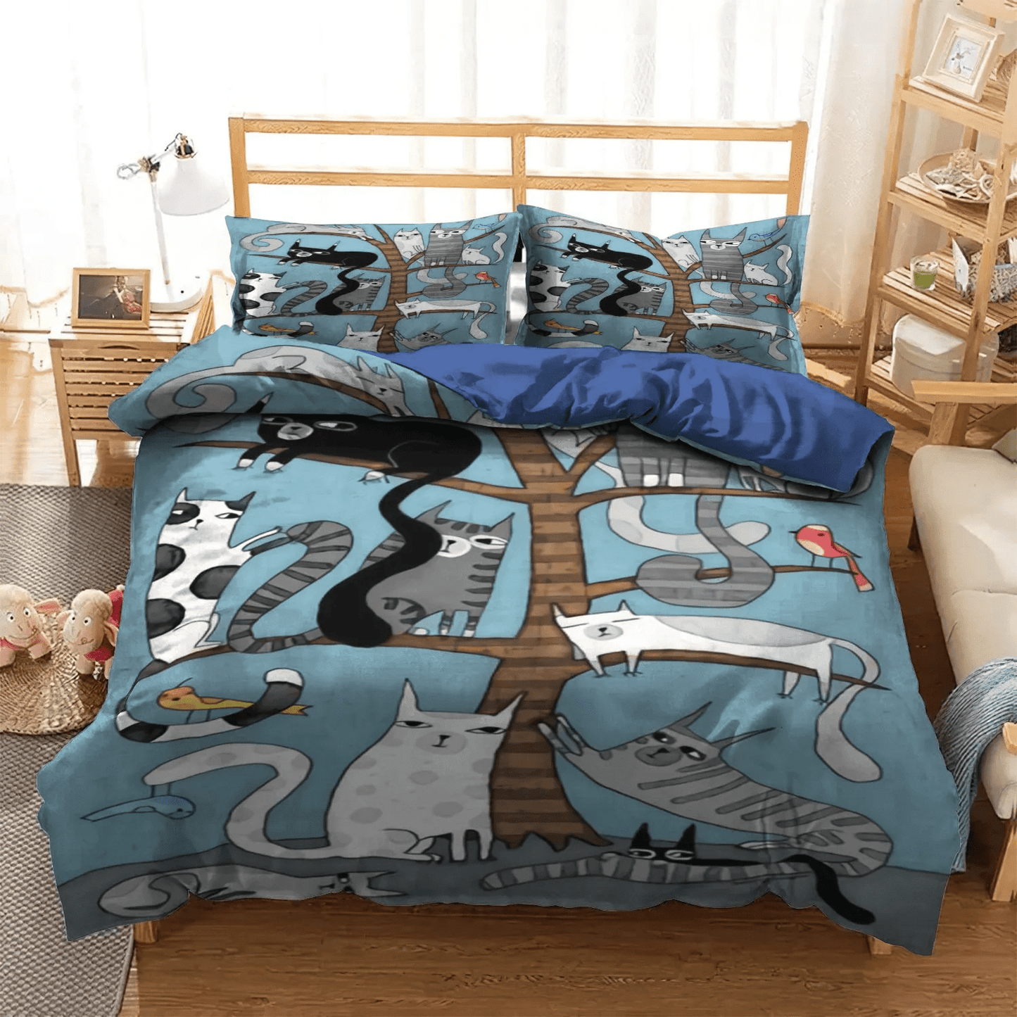 Cat Paw Bedding set, Cat King Size Bedding Set, Cat Tracks Soft Duvet Cover Set, Cat Cute Cats Bedding Set, Gifts for Cat