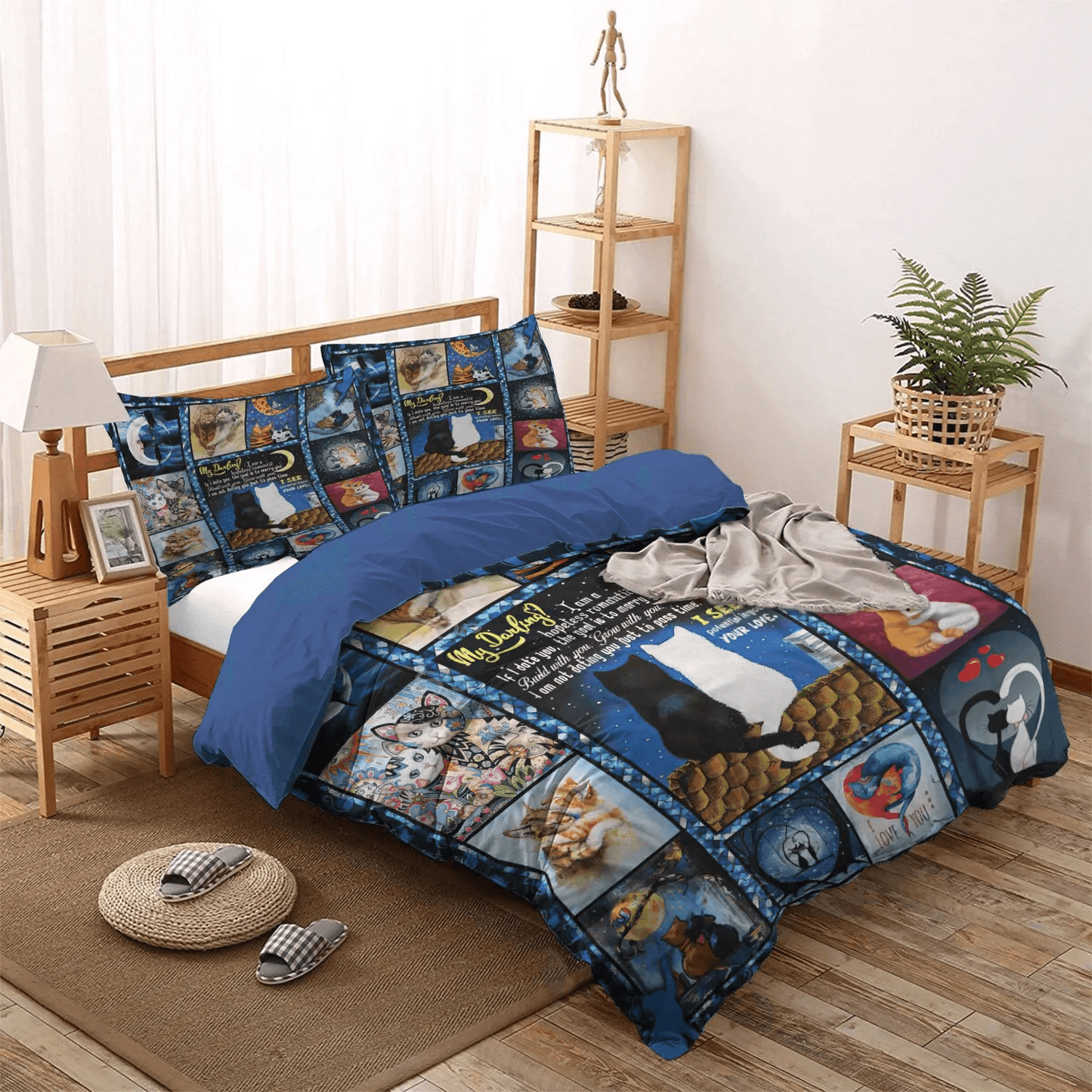 Cat Paw King Size Bedding Set, Cat Soft Duvet Cover Set, Cat Tracks Bedding set, Cat Bedding Set, Gifts for Cat