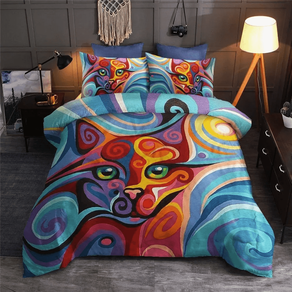 Colorful Cat Bed Sheets Spread Comforter Duvet Cover Bedding Set