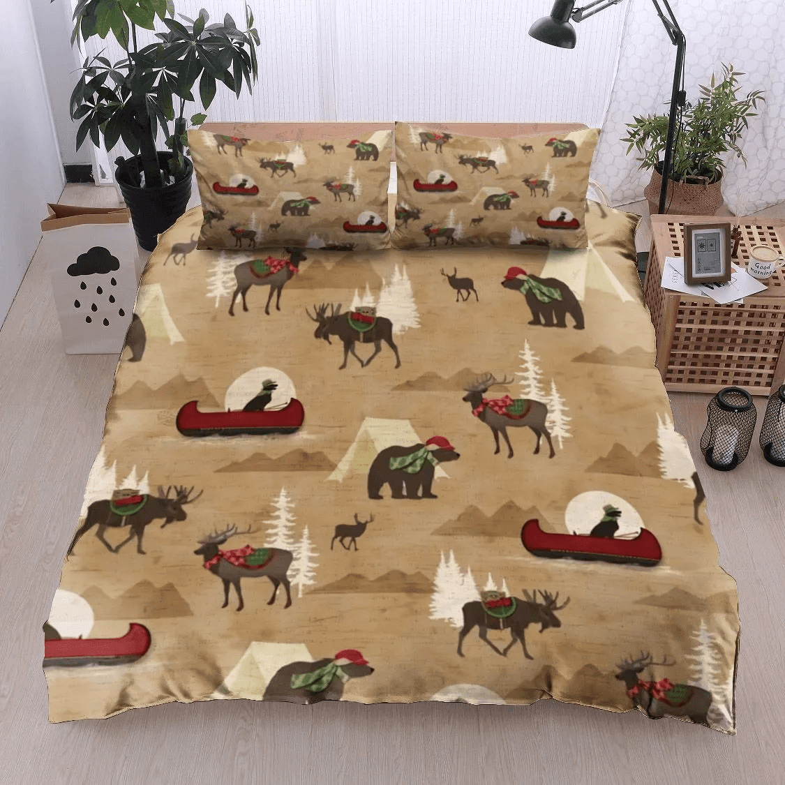 Personalized 3-piece Duvet Cover Bedding Set Deer Dog Bear Christmas Ml0111119B Bedding Set