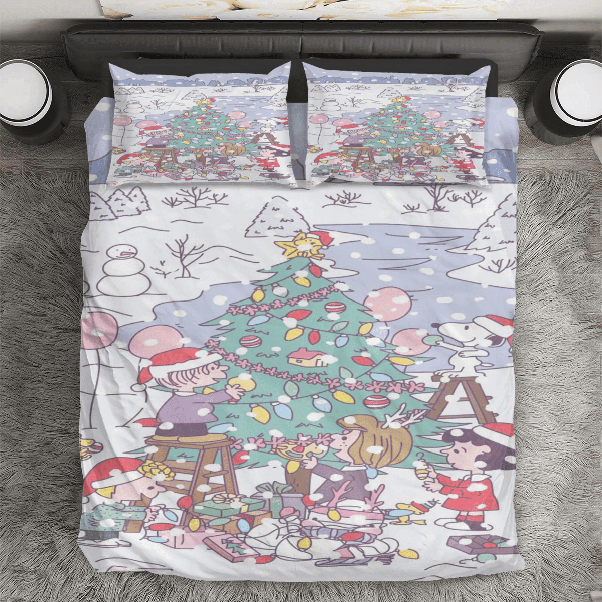 Peanut Christmas Snoopy And Friends 1 3PCS Bedding Set Duvet Cover And Pillow Cases Gift For Fan