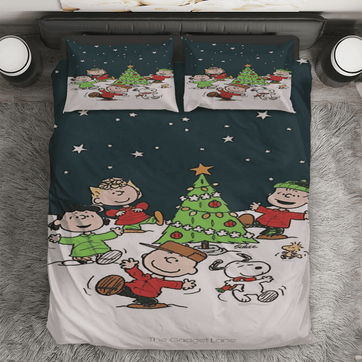 Peanut Christmas Snoopy And Friends 2 3PCS Bedding Set Duvet Cover And Pillow Cases Gift For Fan