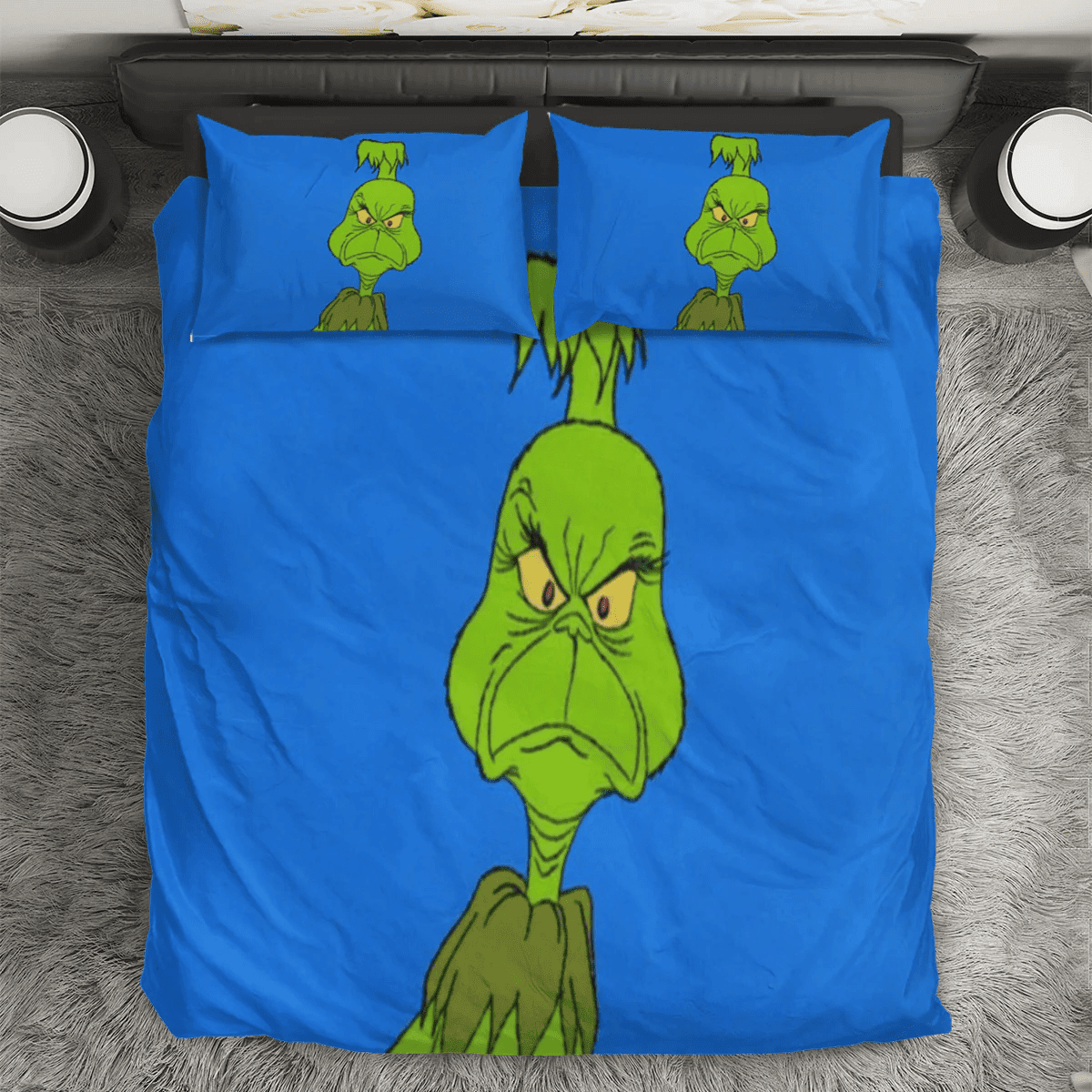 The Grinch Christmas Grinch Blue 2 3PCS Bedding Set Duvet Cover And Pillow Cases Gift For Fan