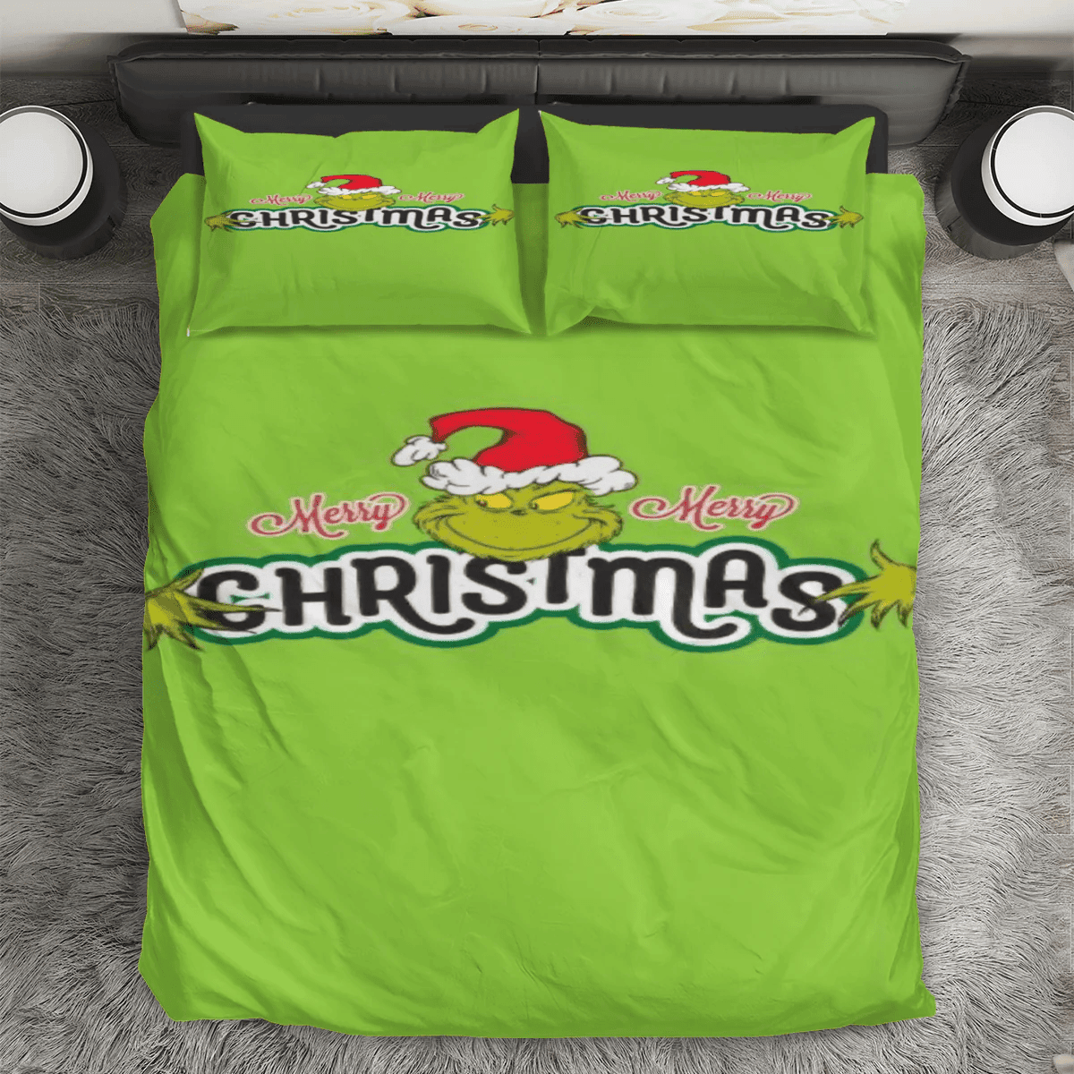 The Grinch Christmas 3 3PCS Bedding Set Duvet Cover And Pillow Cases Gift For Fan