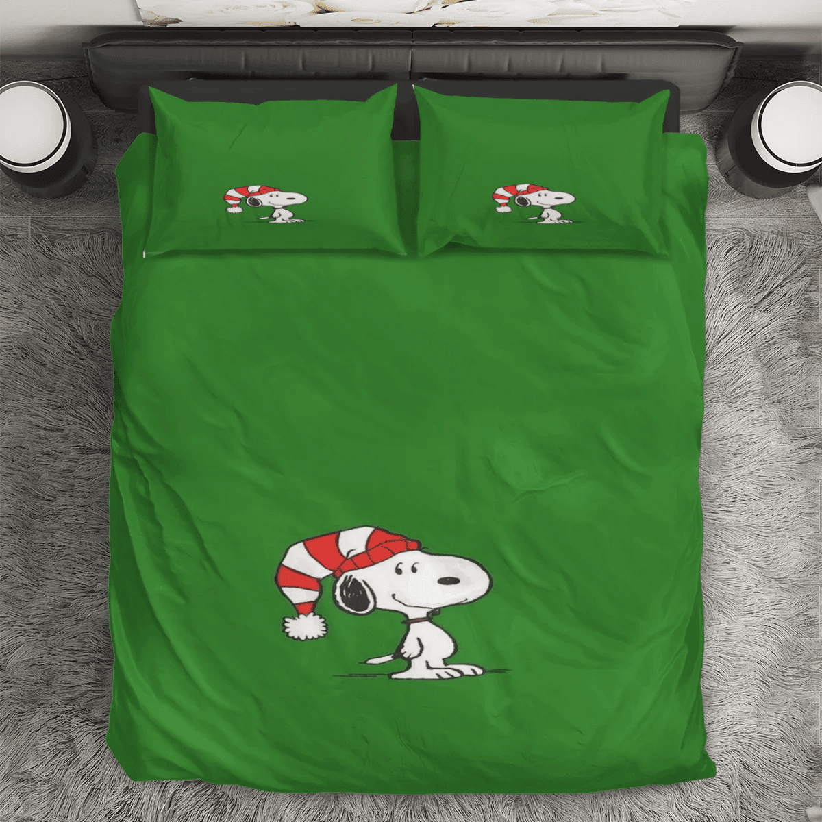Peanut Christmas Snoopy Green 1 3PCS Bedding Set Duvet Cover And Pillow Cases Gift For Fan