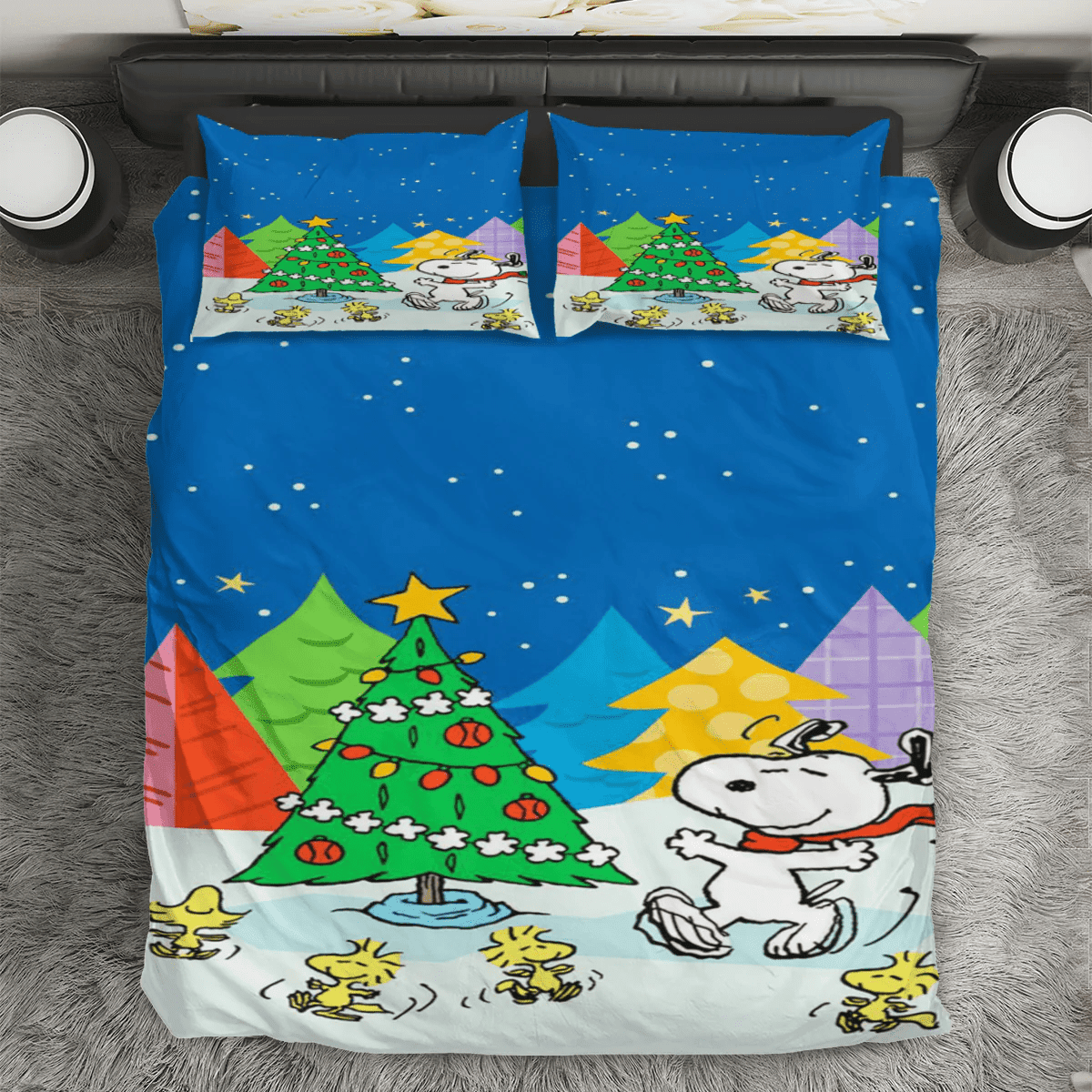 Peanut Christmas Snoopy Woodstock 1 3PCS Bedding Set Duvet Cover And Pillow Cases Gift For Fan