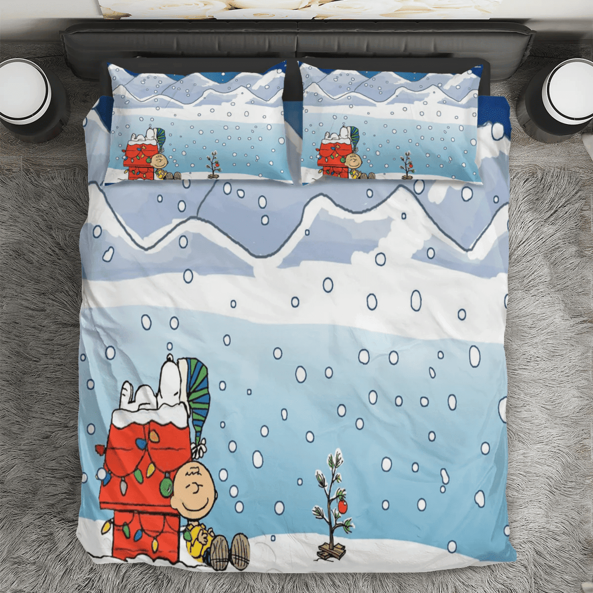 Peanut Christmas Charlie Snoopy 1 3PCS Bedding Set Duvet Cover And Pillow Cases Gift For Fan