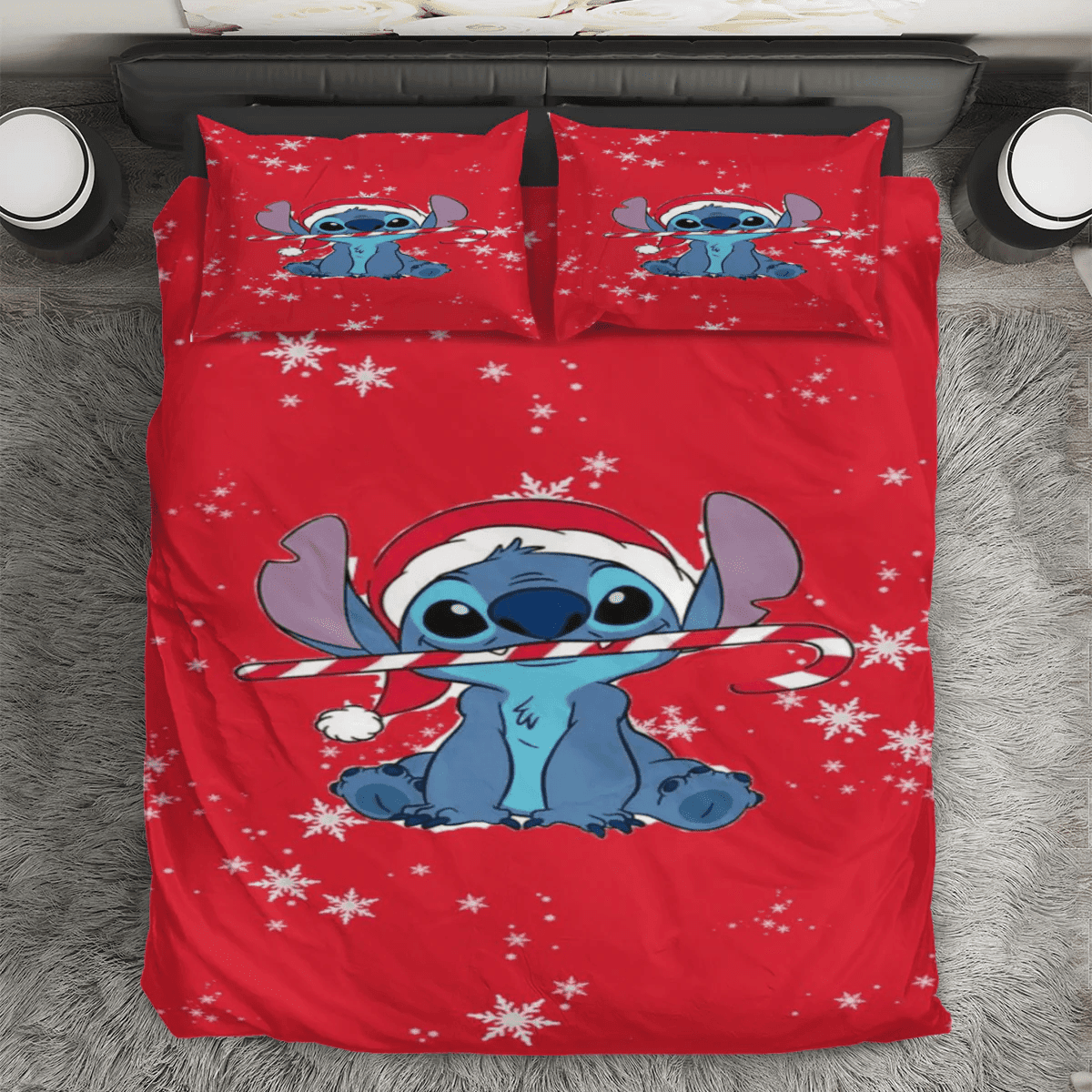 Disney Lilo And Stich Christmas Stich 4 3PCS Bedding Set Duvet Cover And Pillow Cases Gift For Fan